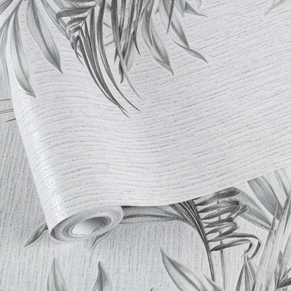 Обои Саратовские Сочи С14Ф Ф894 гр 2 06 серые листья пальмы 0,53х10,05 м