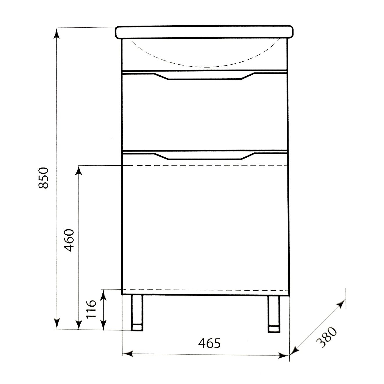 Тумба напольная Комо минор AquaLine 50 под раковину 1 ящик