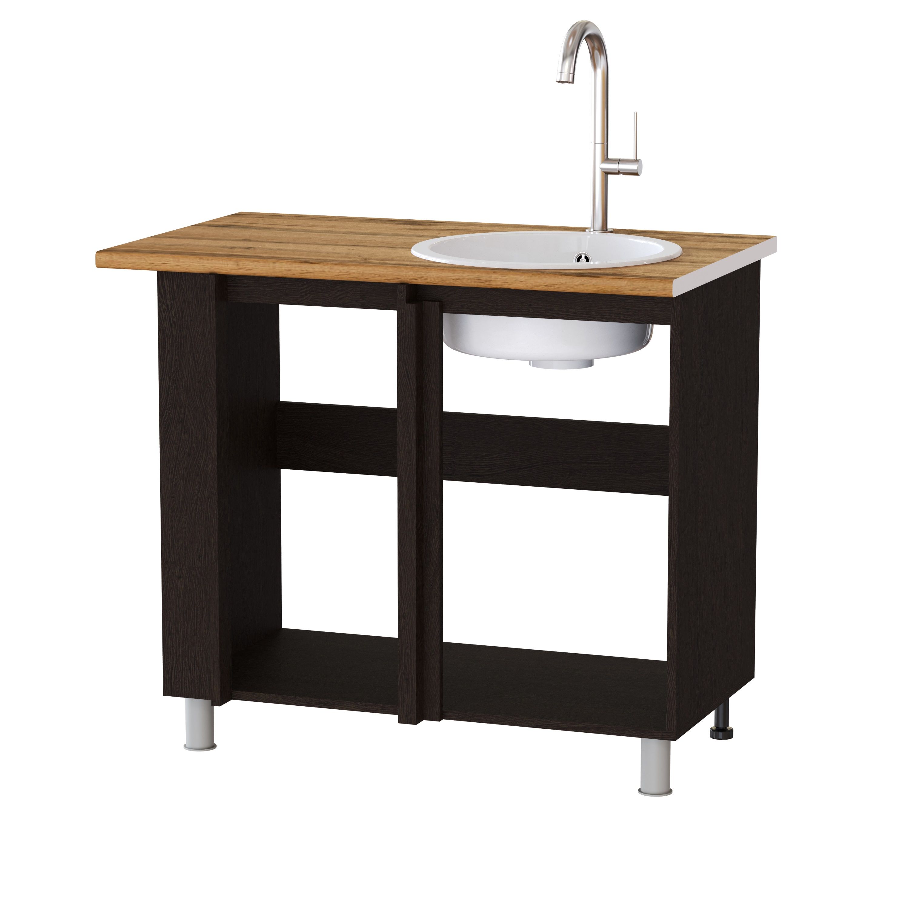 Стол под мойку 1000х850х600 мм угол прямой Плейона ПУМП Венге/Дуб Делано, ЛДСП