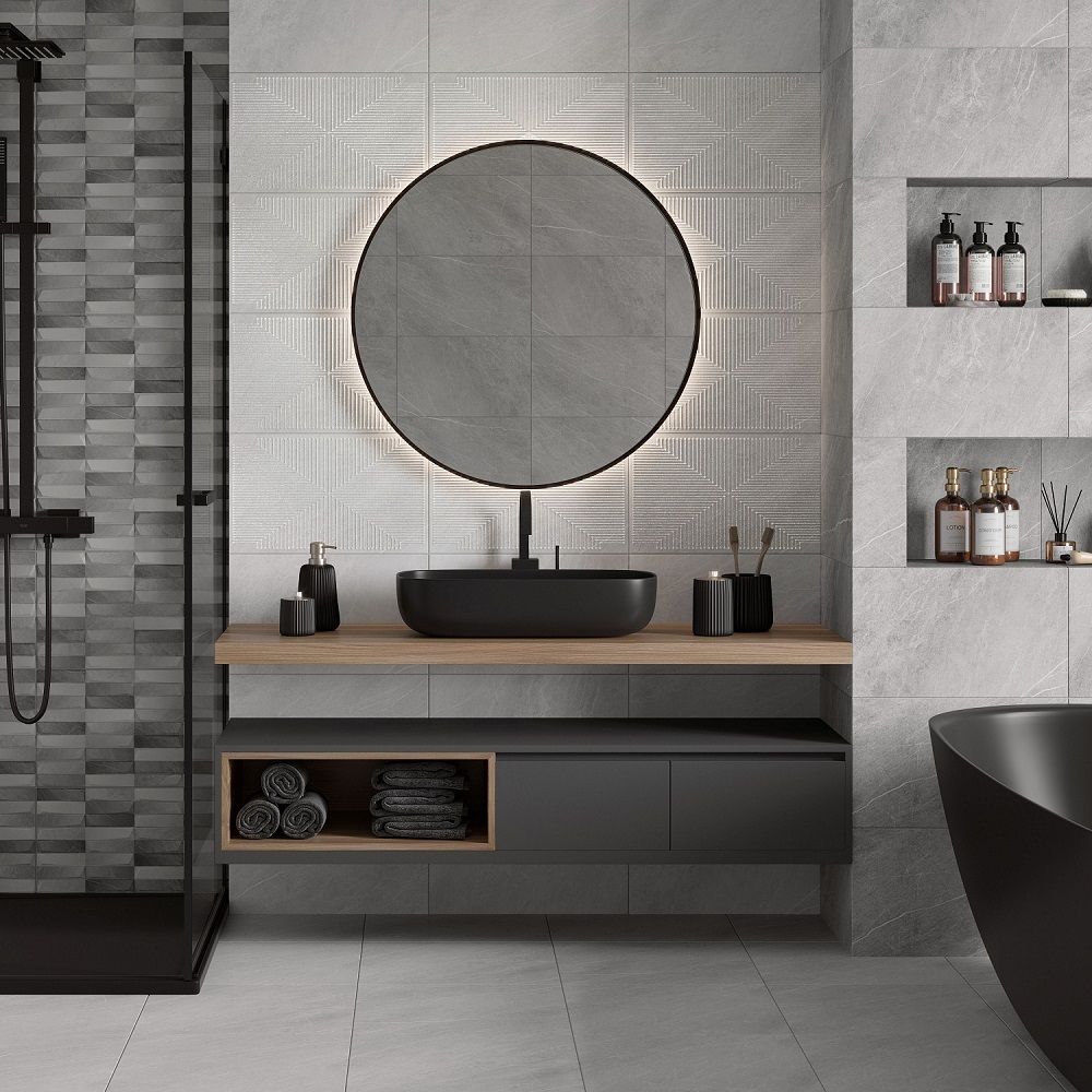 Плитка настенная Gracia Ceramica Magma grey wall 02 30х50 см серая 1,2 м2