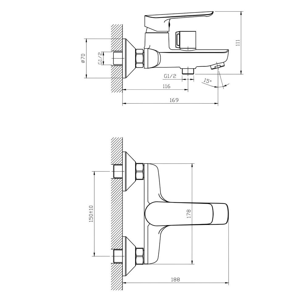 Смеситель для ванны Esko Lagos Black LG54B однорычажный короткий излив черный