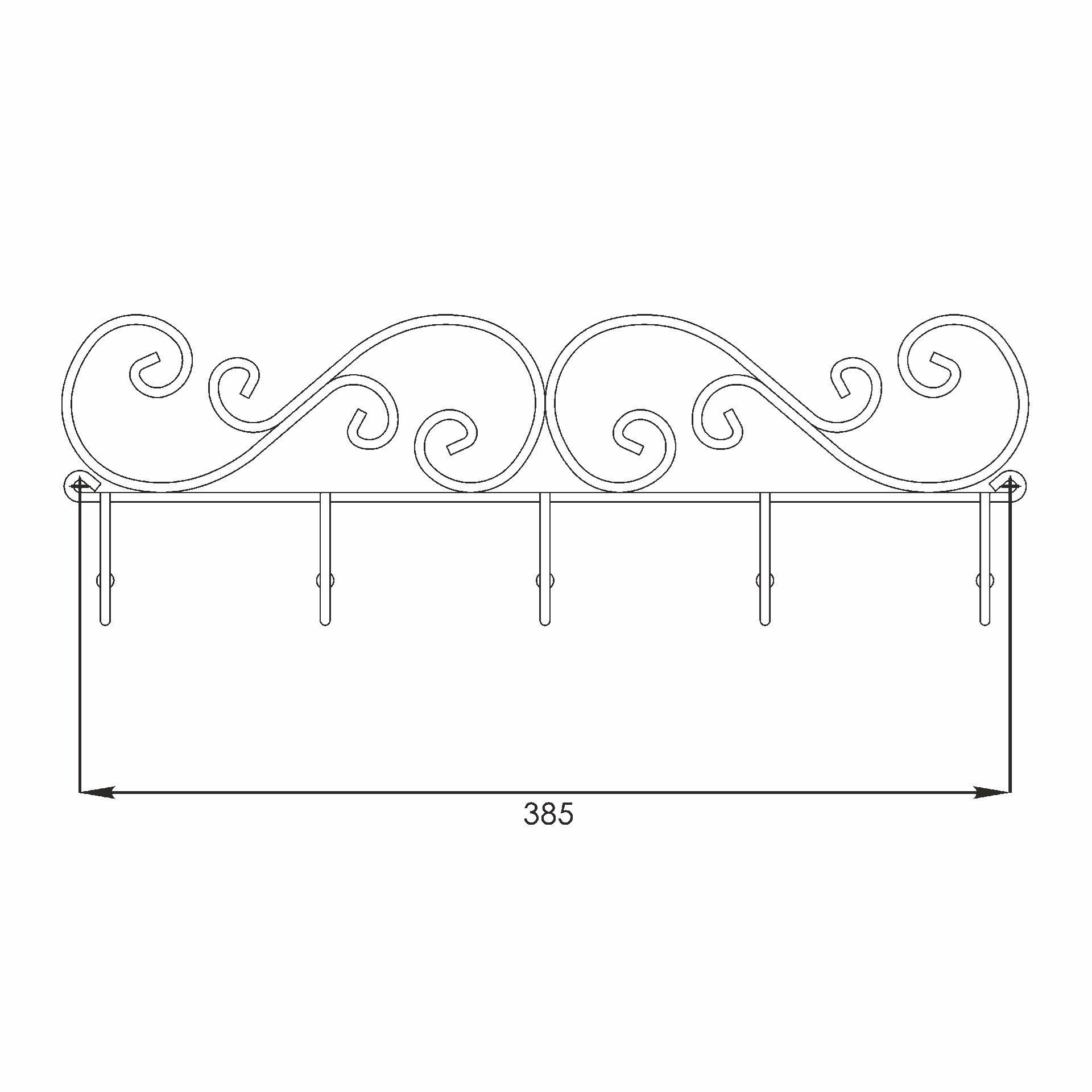 Вешалка настенная 5 крючков ЗМИ Кружева 5 40х13х4,5 см металл белый