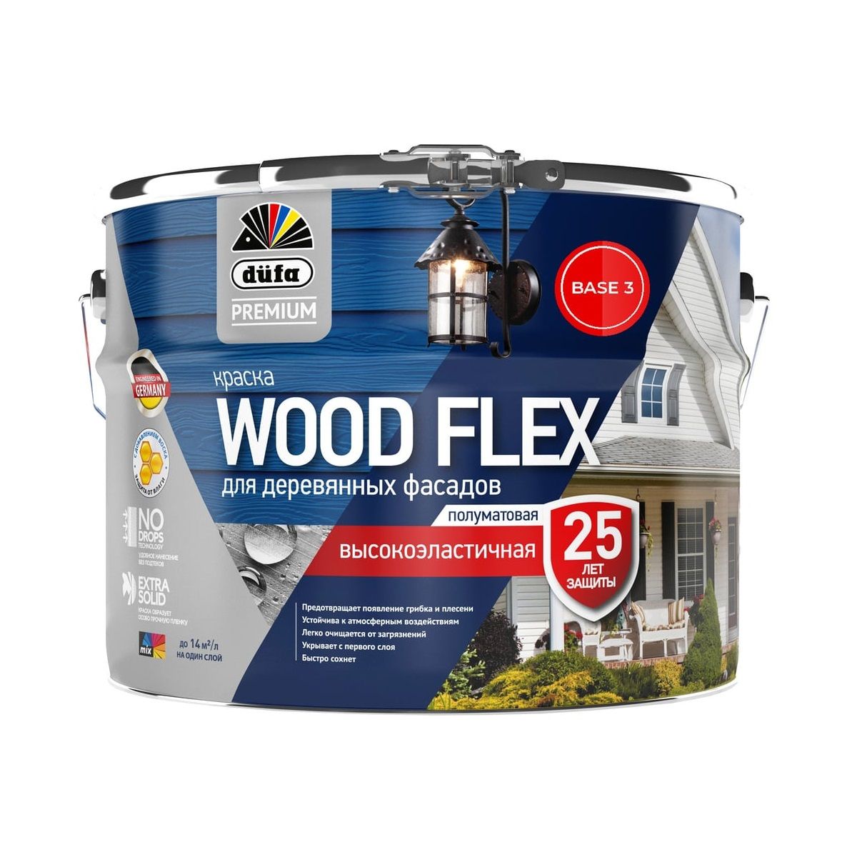 Краска фасадная Dufa Premium Woodflex База 3 прозрачная 8,1 л