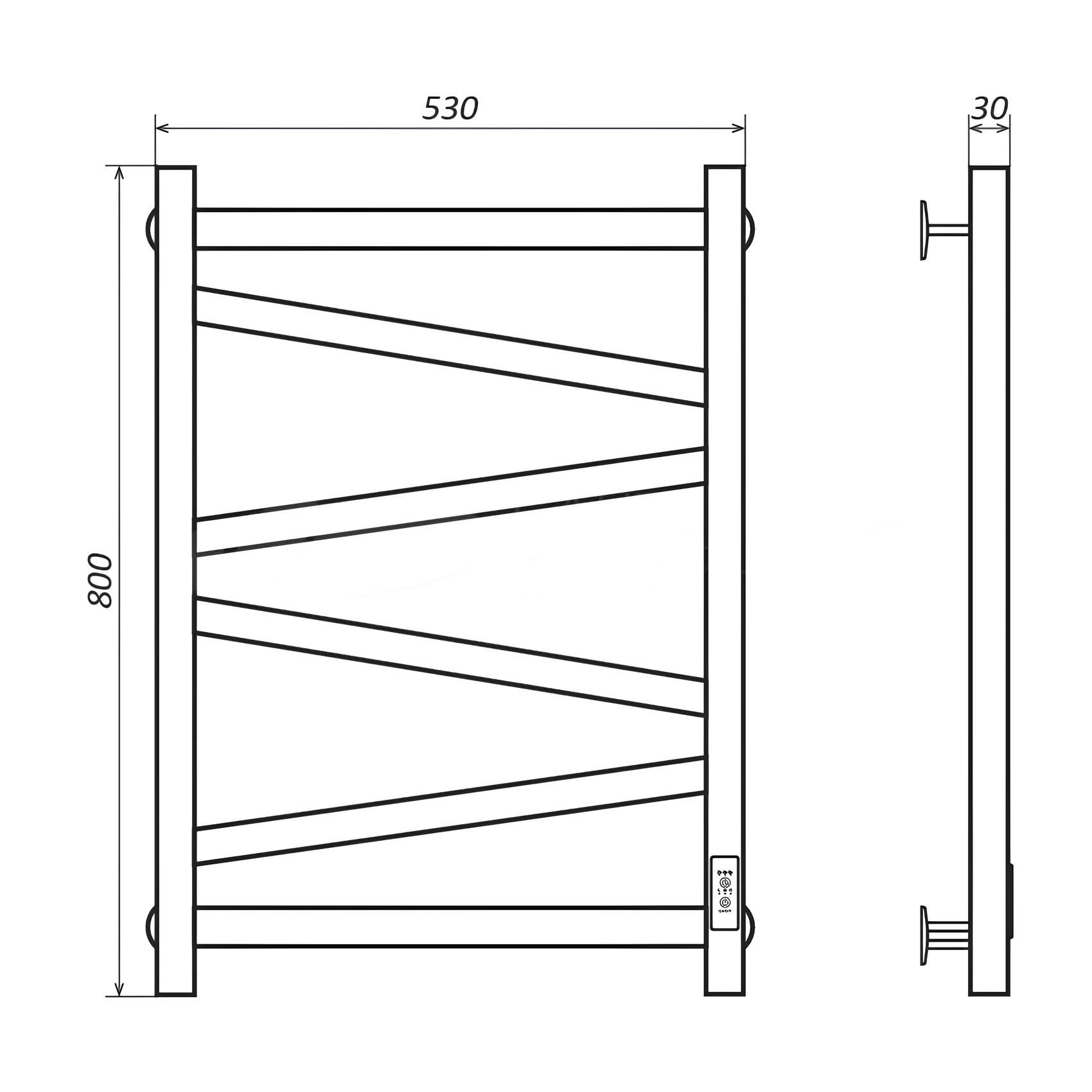 Полотенцесушитель электрический Зигзаг 80х50 см профильный черный RAL 9005 матовый СНШ  с таймером F
