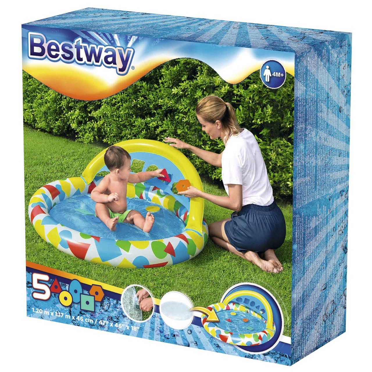 Бассейн детский надувной с обучающими фигурками 120x117x46 см 45 л Bestway Splash&Learn 52378
