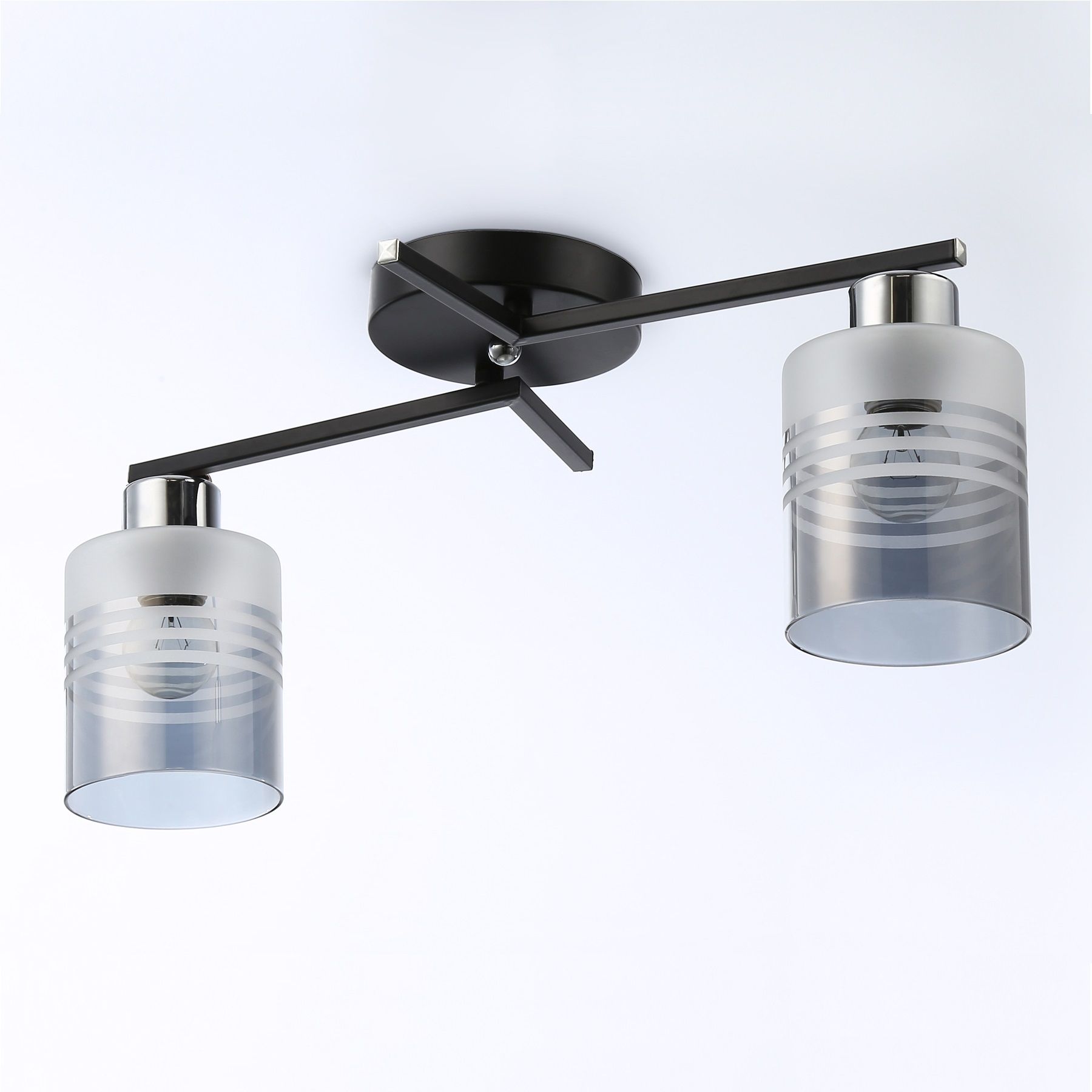 Люстра потолочная TR303211/2 BK/CH/SM/FR 2х60Вт Е27 50х17х20 см черный/хром/дымчатый/белый матовый