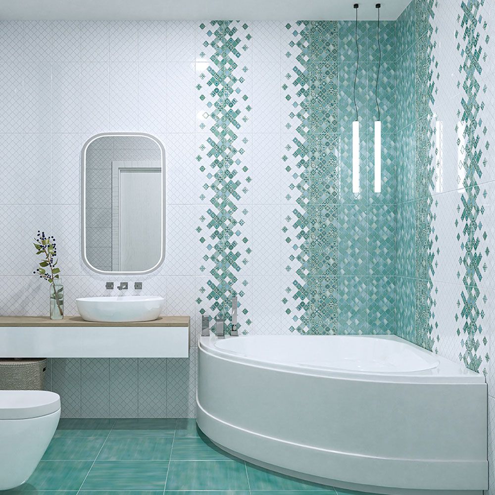 Плитка настенная Azori Calypso Aquamarine 20,1х50,5 см сине-зеленая 1,62/1,52 м2
