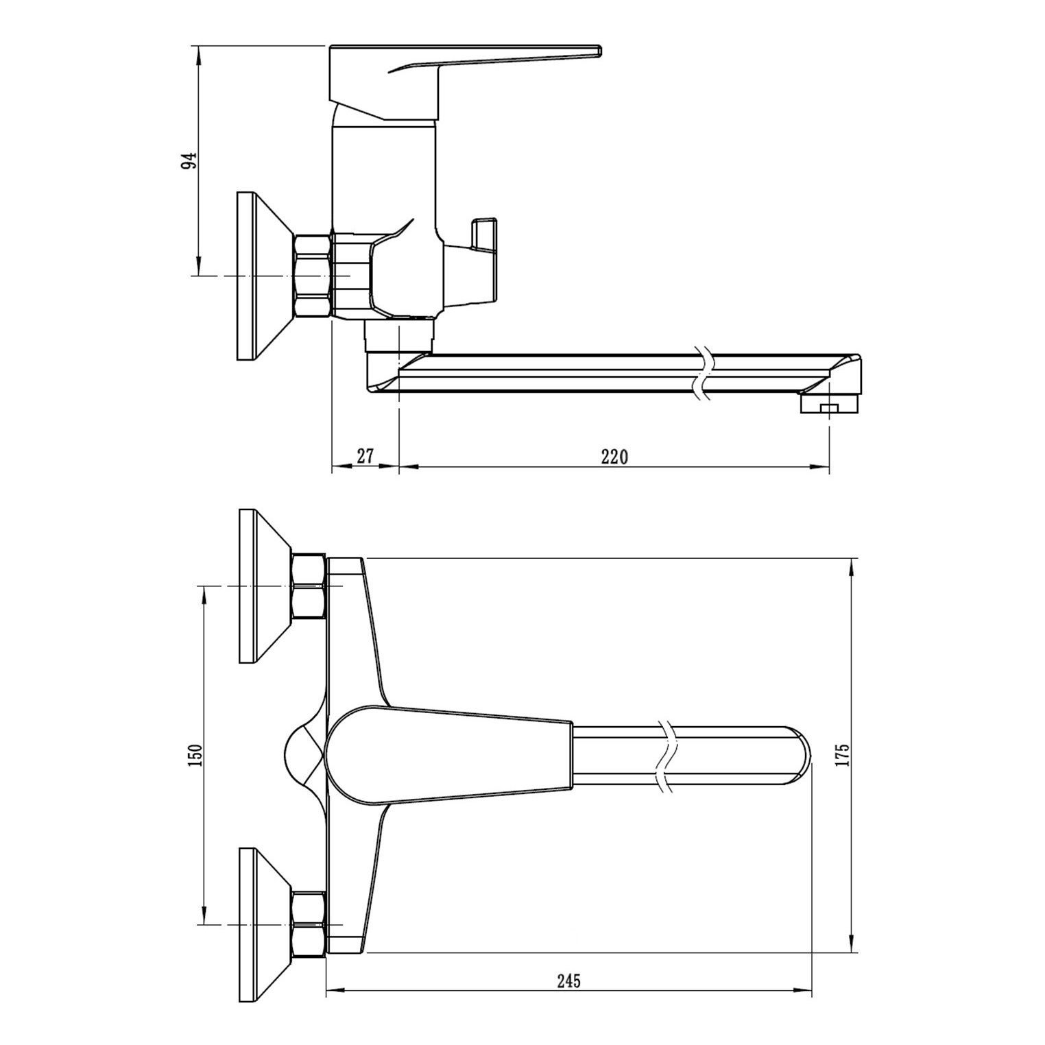 Смеситель для ванны Esko Budapest BT22 однорычажный