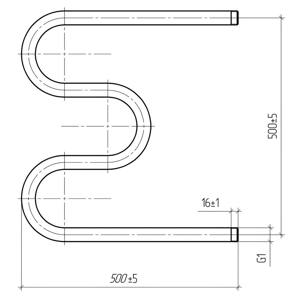 Полотенцесушитель водяной М-образный ПСВ-05-02 50х50 см
