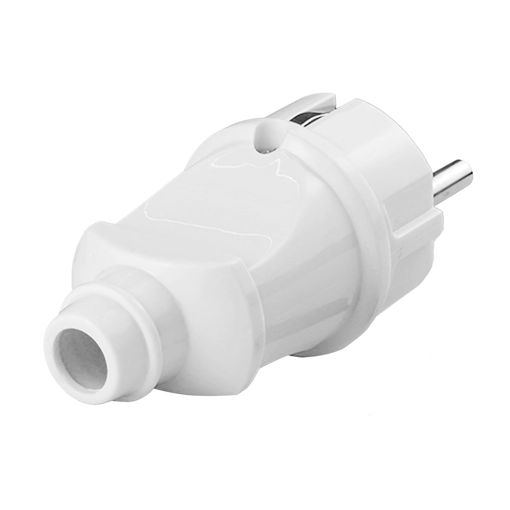 Вилка прямая с заземлением 16А 4140 белая ASD / IN HOME