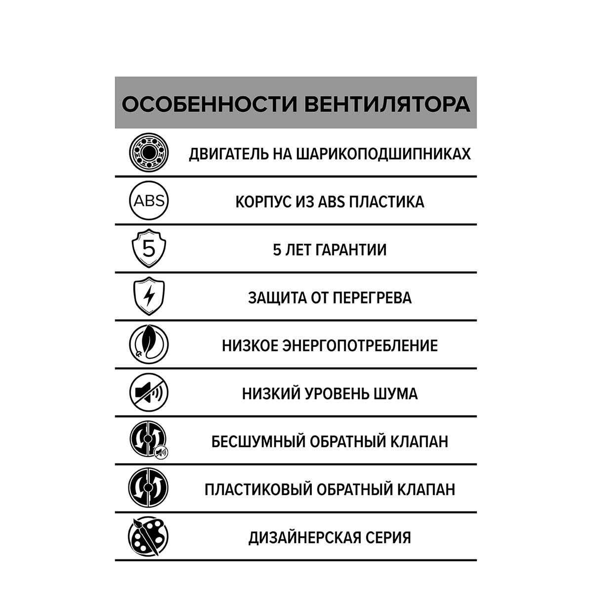 Вентилятор осевой вытяжной с обратным клапаном Era Breeze 4c matt black 100см (10шт)