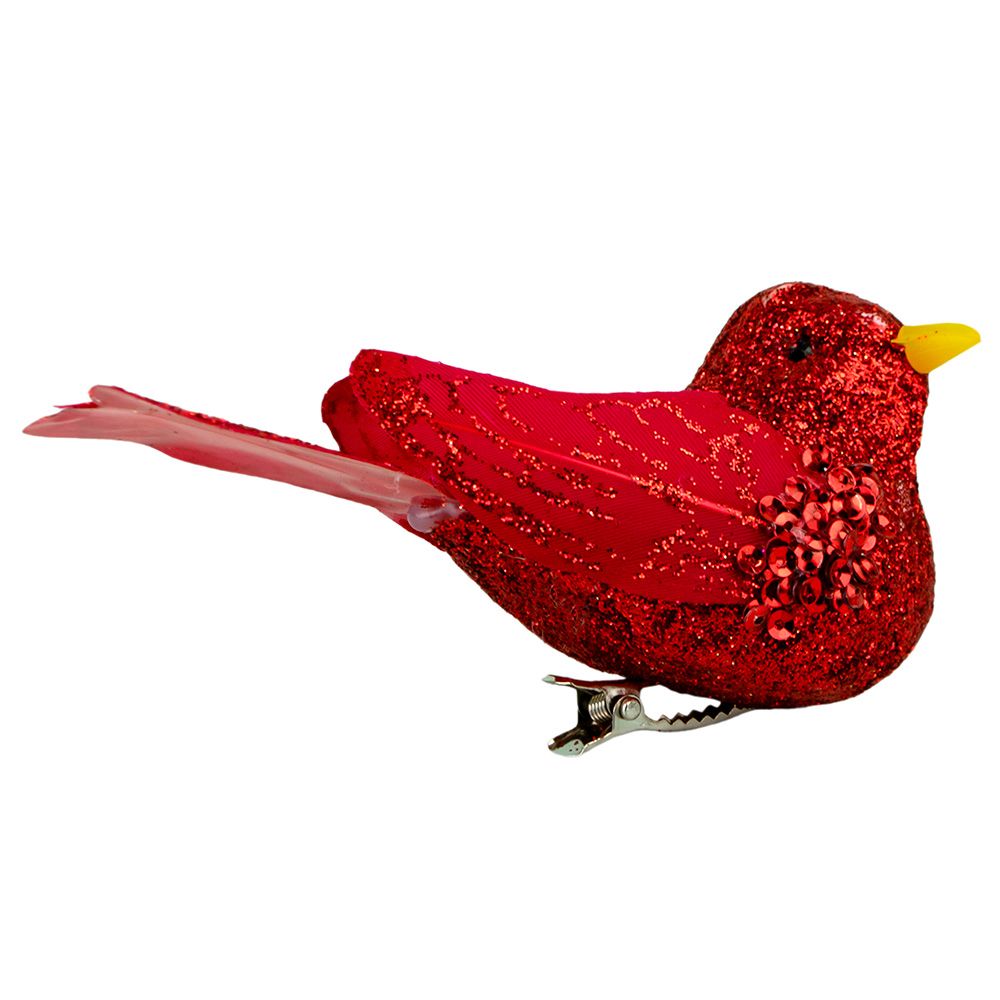 Украшение новогоднее Птичка L17 W4 H3,5 см 4 вида