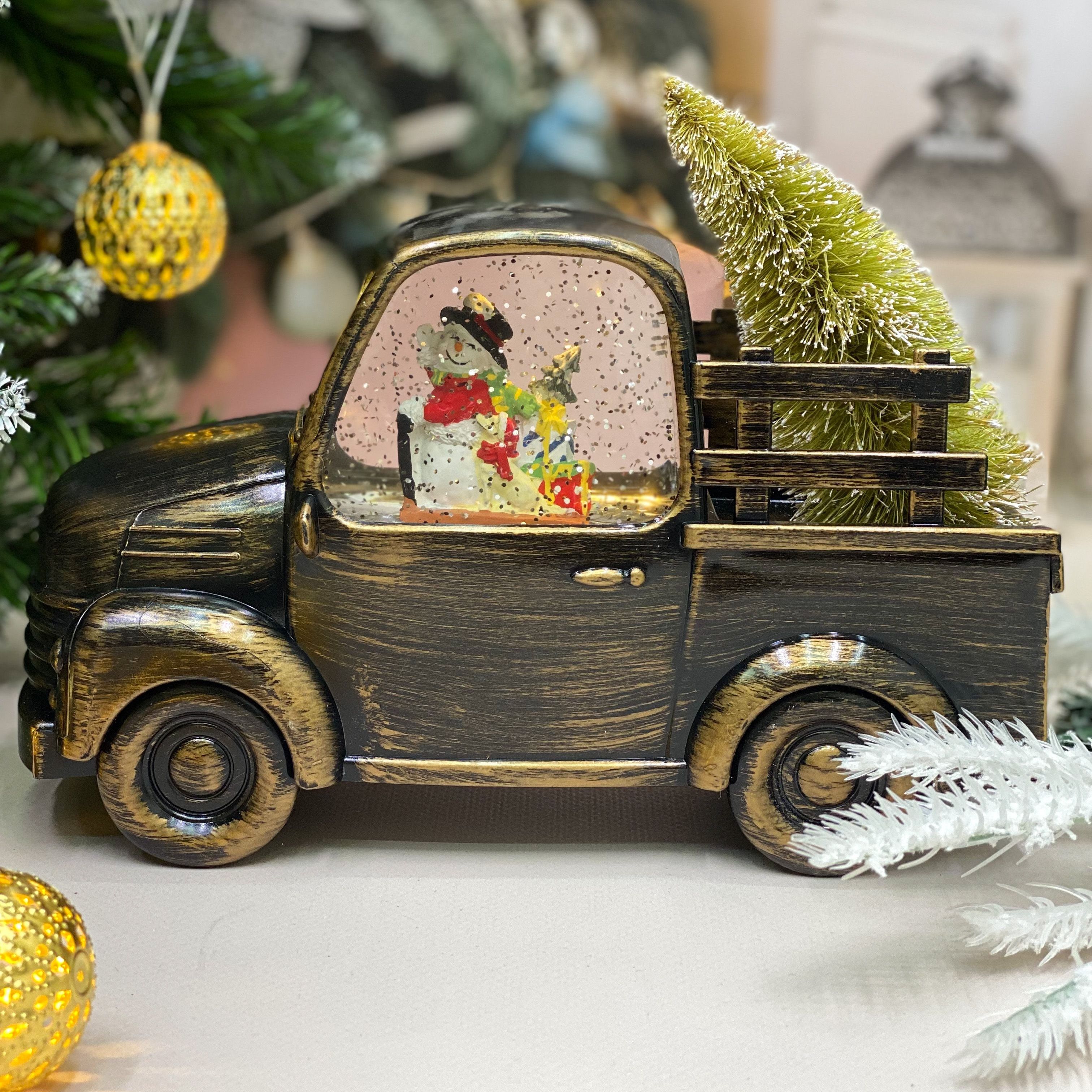 Светильник новогодний Пикап с елкой LED 24х13х11 см музыкальный 2024-8232