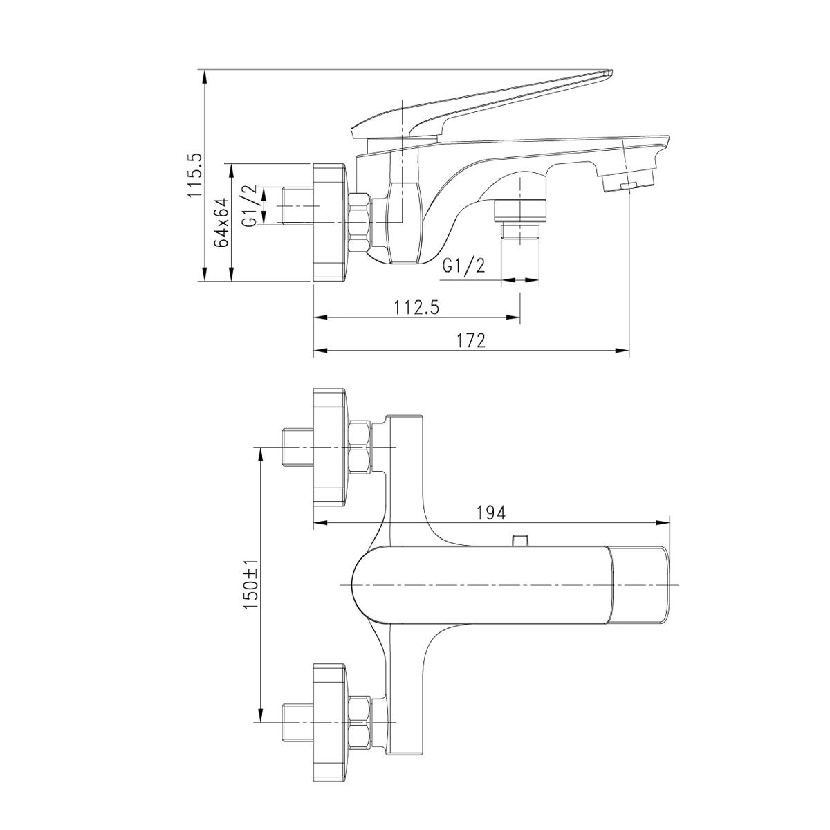 Смеситель для ванны Lemark Allegro LM5914CW хром/белый однорычажный короткий излив