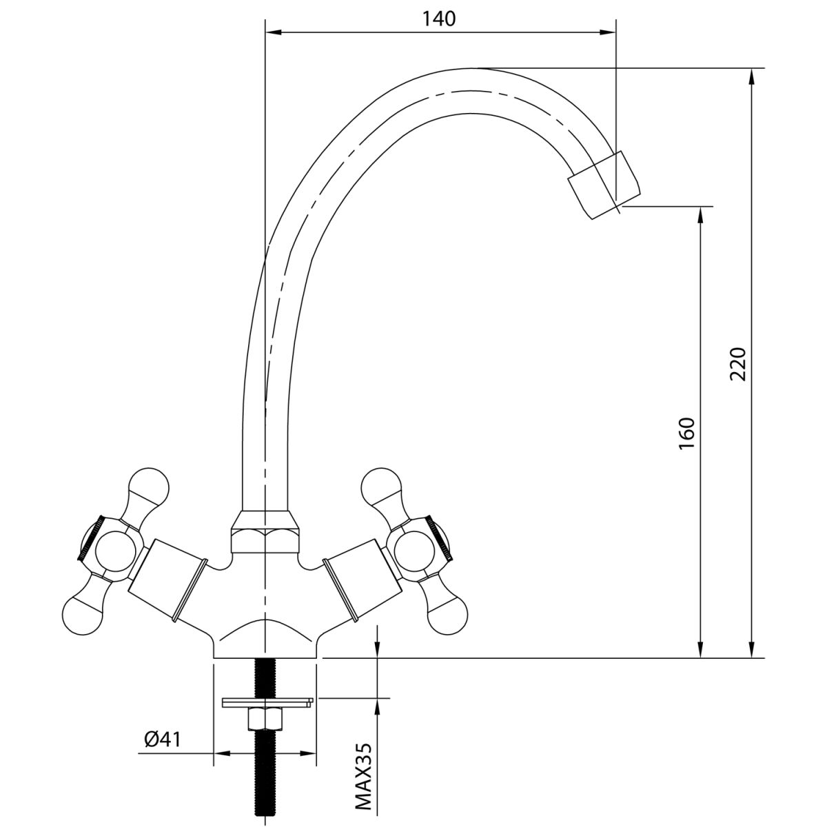 Смеситель для мойки двуручный "Istok life"
