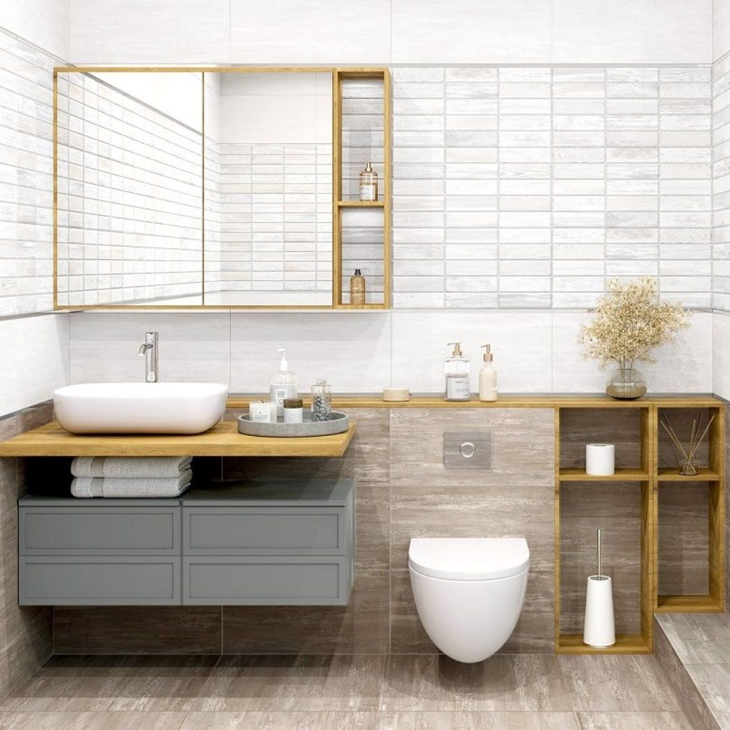 Плитка настенная New Trend Congo WT36CON01 30x60 см серо-белая светлая клетка 1,8 м2