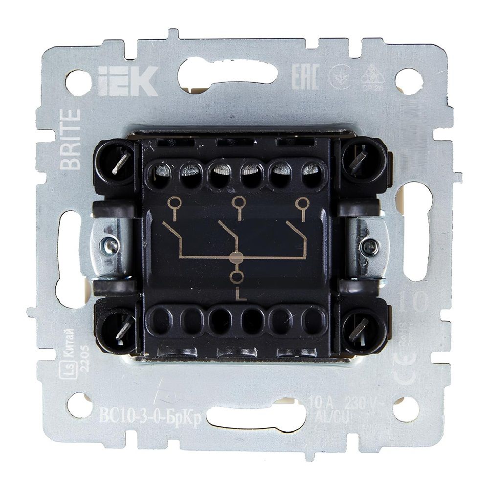 Выключатель 3-кл СП Brite ВС10-3-0-БрКр 10А IEK BR-V30-0-10-K10 бежевый