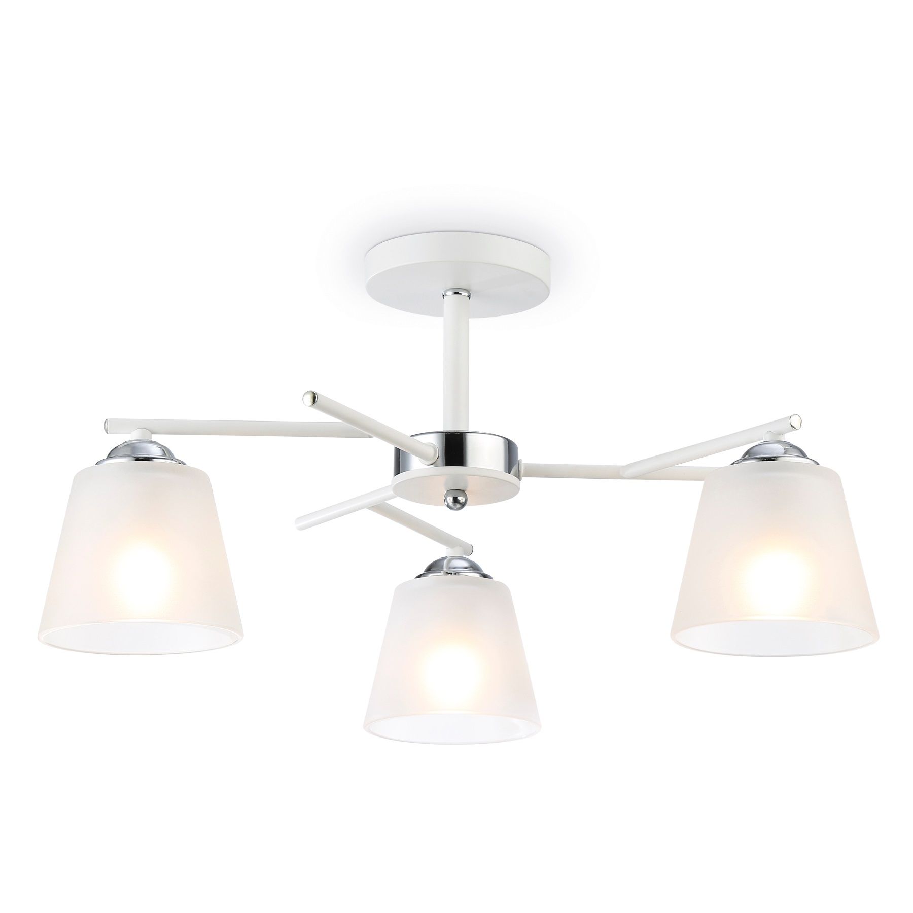 Люстра потолочная TR303202/3 WH/CH/FR 3х60Вт Е27 55х55х26 см белый/хром/белый матовый