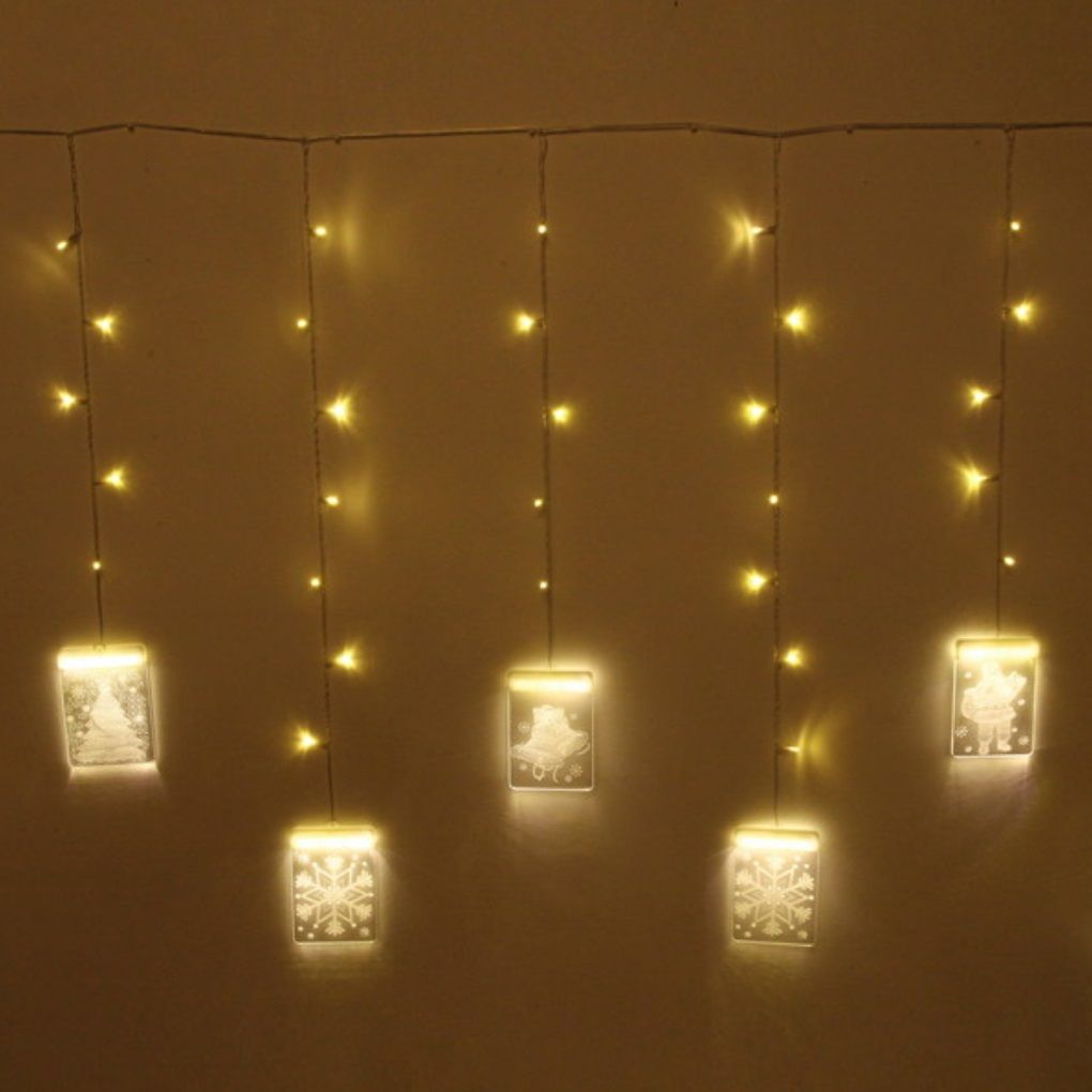 Гирлянда для дома Бахрома 3D Фантазия 2 м 90/70 см 36 ламп LED 8 реж, IP-20, теплый белый, пульт ДУ