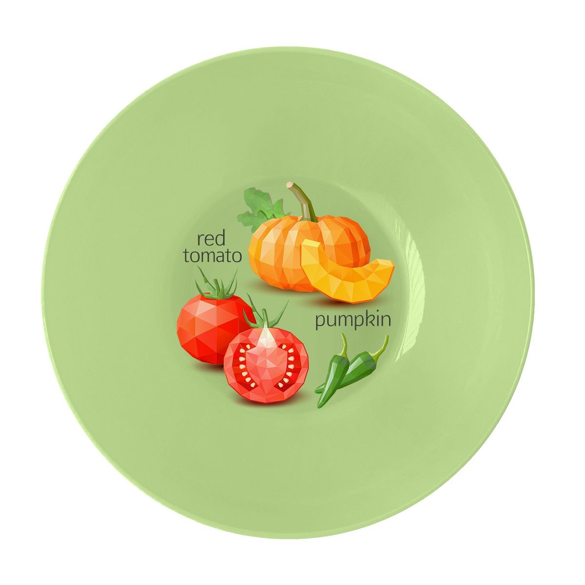 Миска круглая 460 мл с декором салатовая