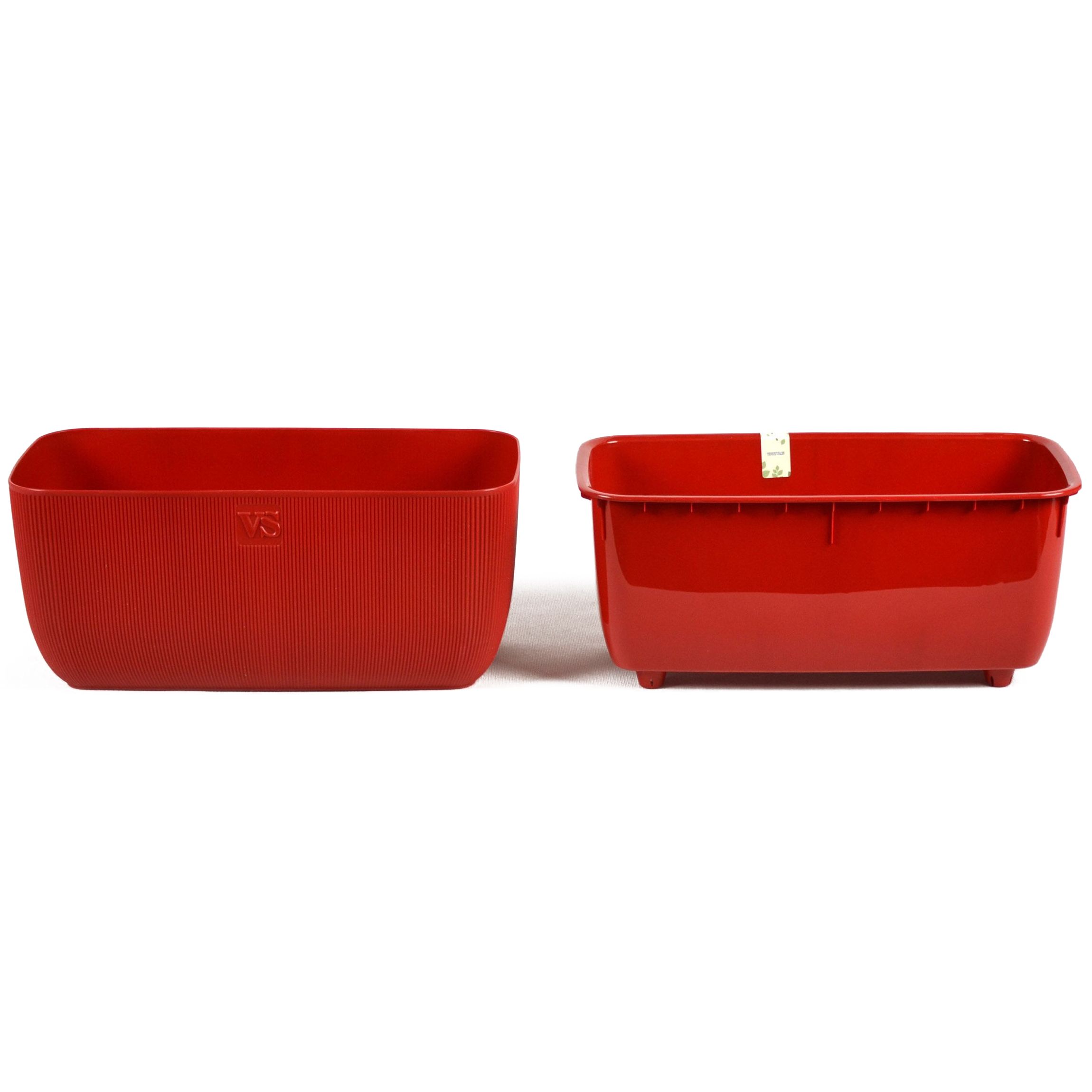 Ящик балконный VipSet Фабио красный 9,5 л с дренажной системой