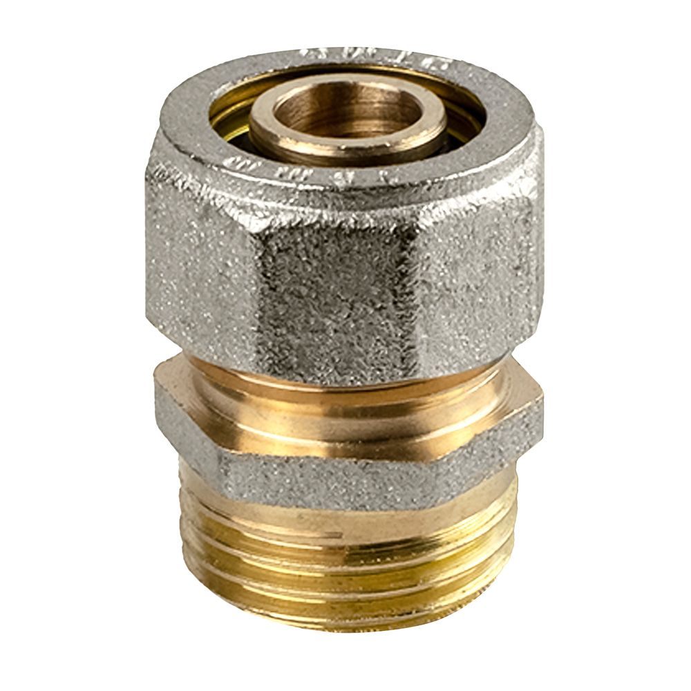 Муфта обжимная латунь никель 16 мм х 1/2" НР