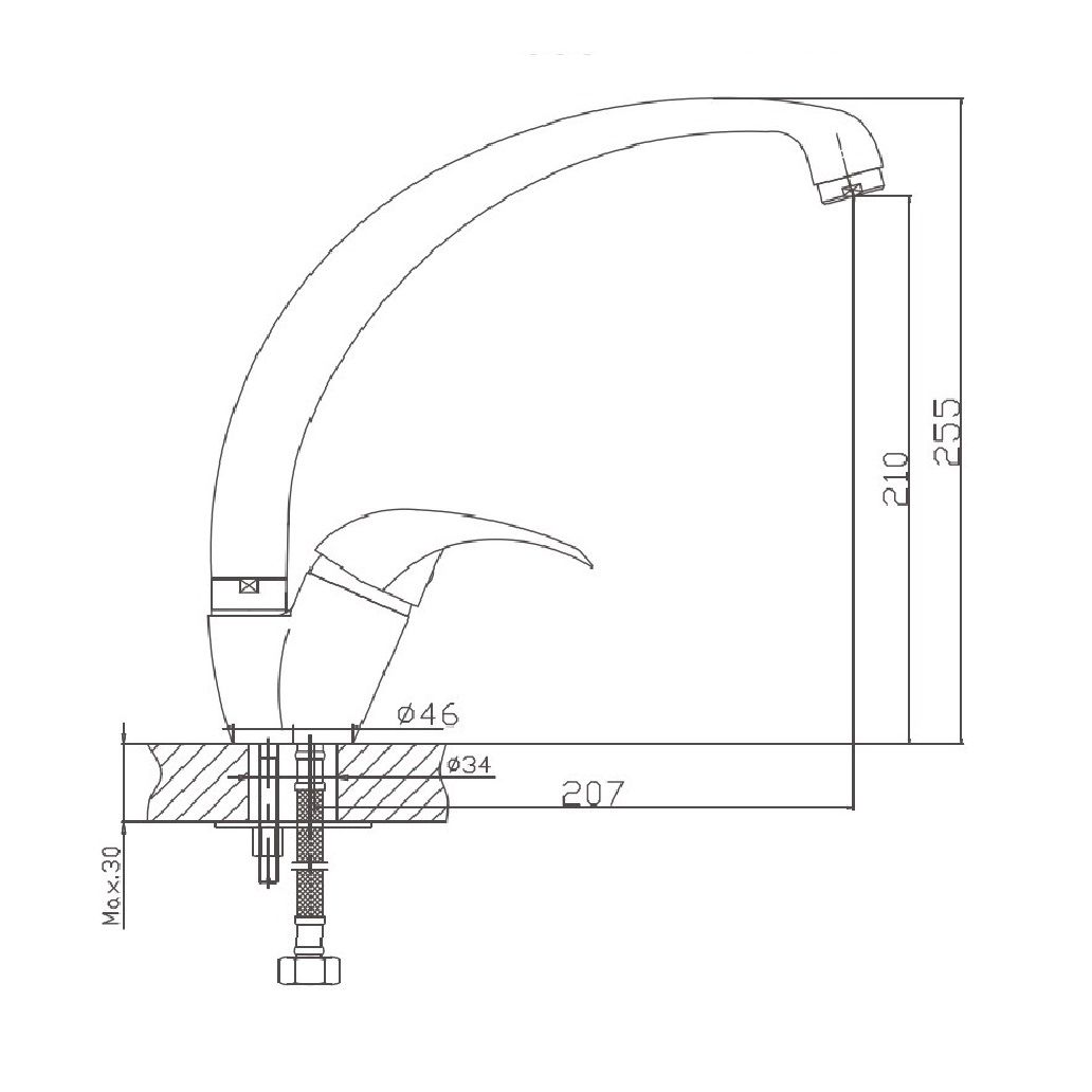 Смеситель КМ-008 Q1 белый лед глянцевый 280мм
