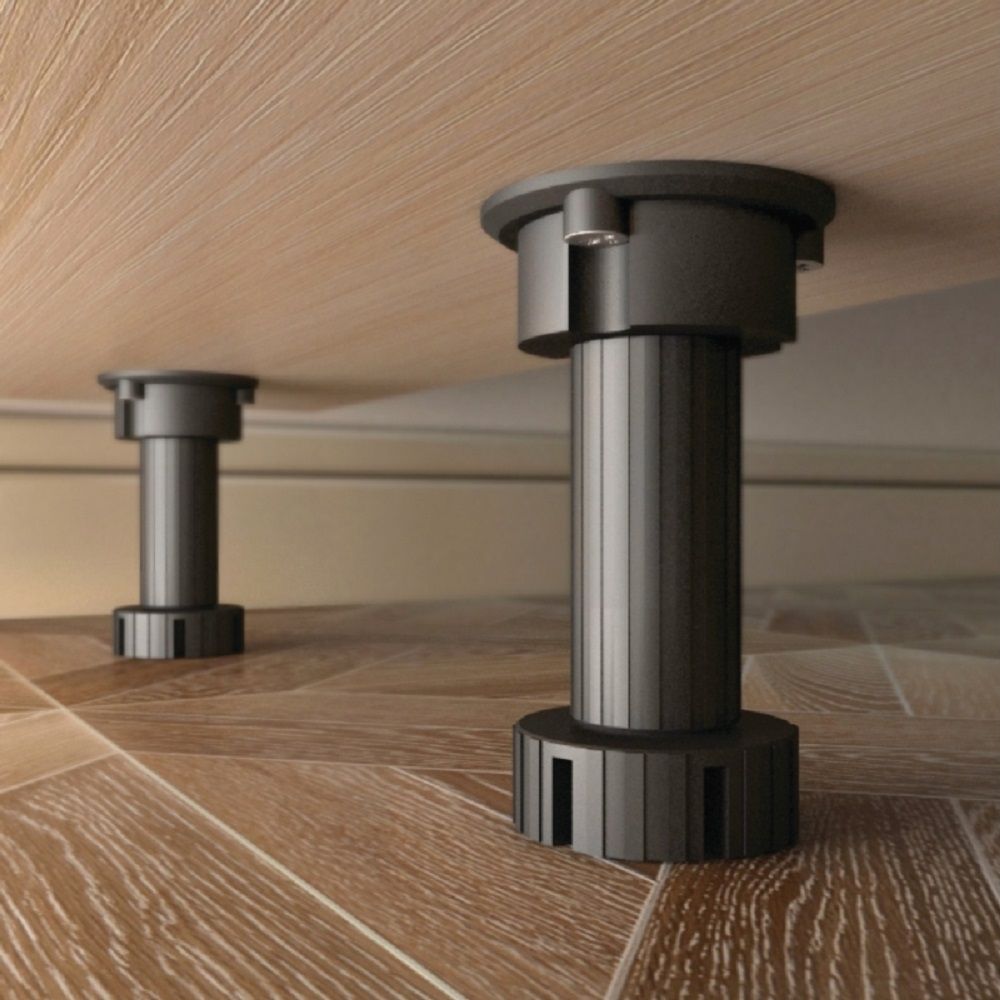 Опора регулируемая круглая пластиковая черная H100+17 мм