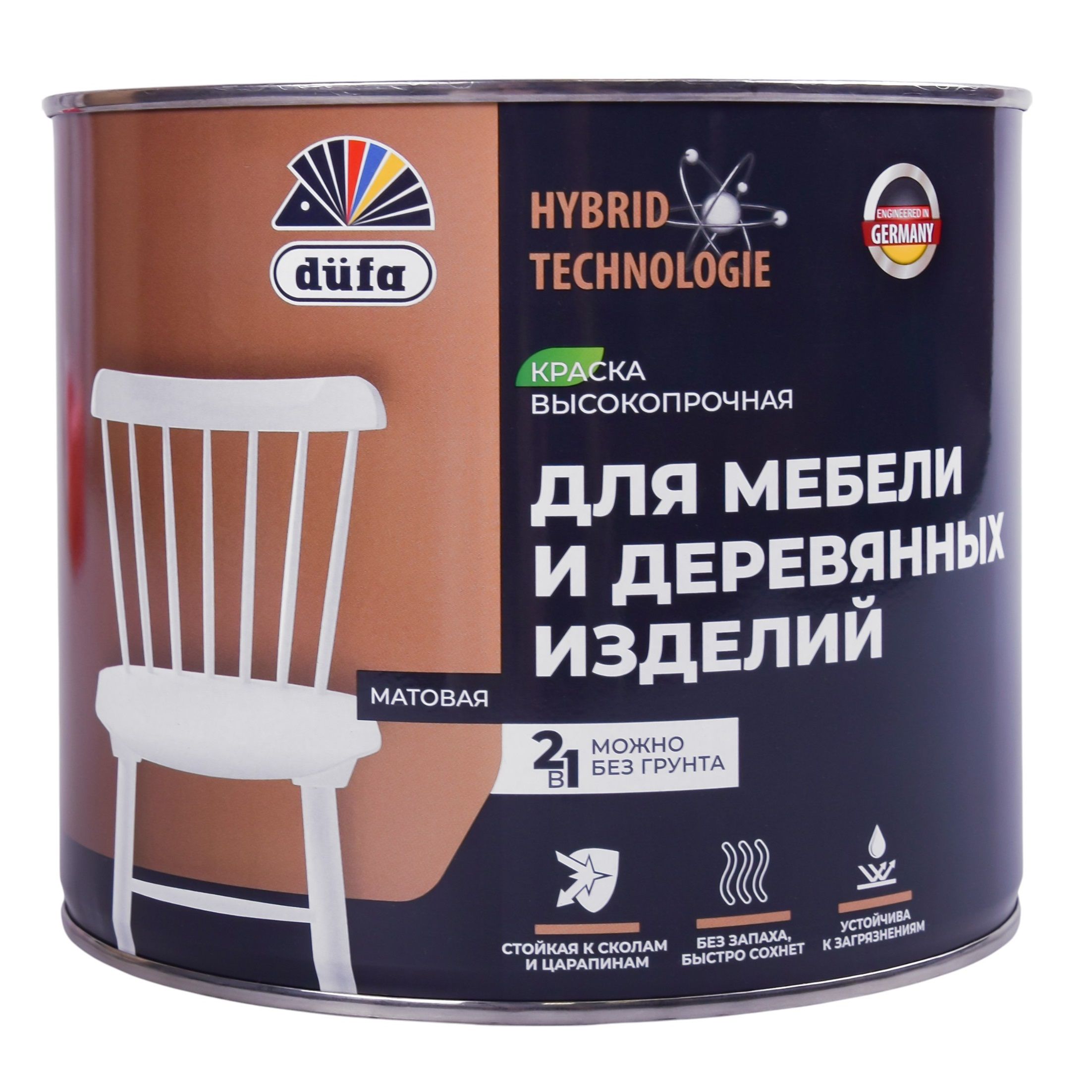 Краска для мебели и деревянных изделий Dufa База 1 белая 2 л