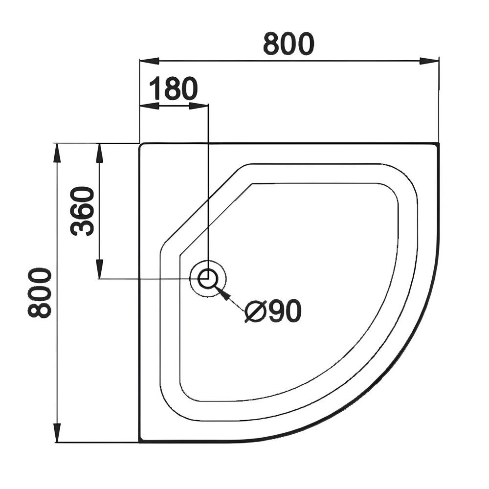 Поддон душевой акриловый ПД22 80х80 см полукруглый низкий в комплекте