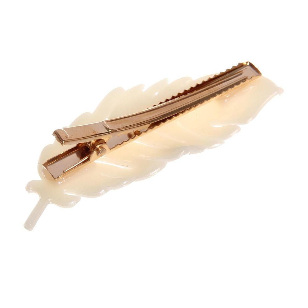 Зажимы для волос Krasa Aks Перышко белый 8х2,5 см 2 шт