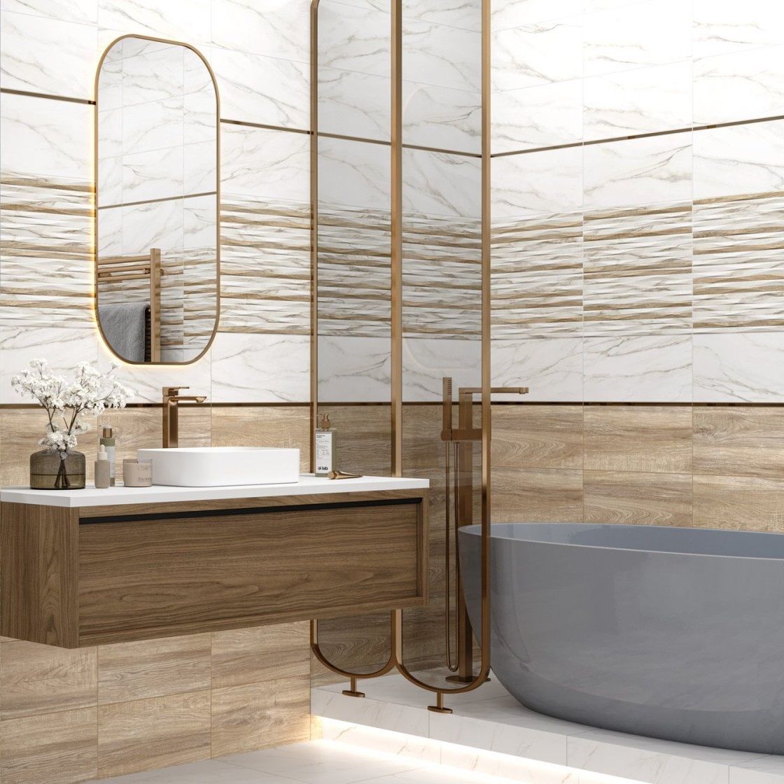 Плитка настенная Alma Ceramica Euphoria TWU2550EPH14 24,9x50 см бежевая 1,1205 м2