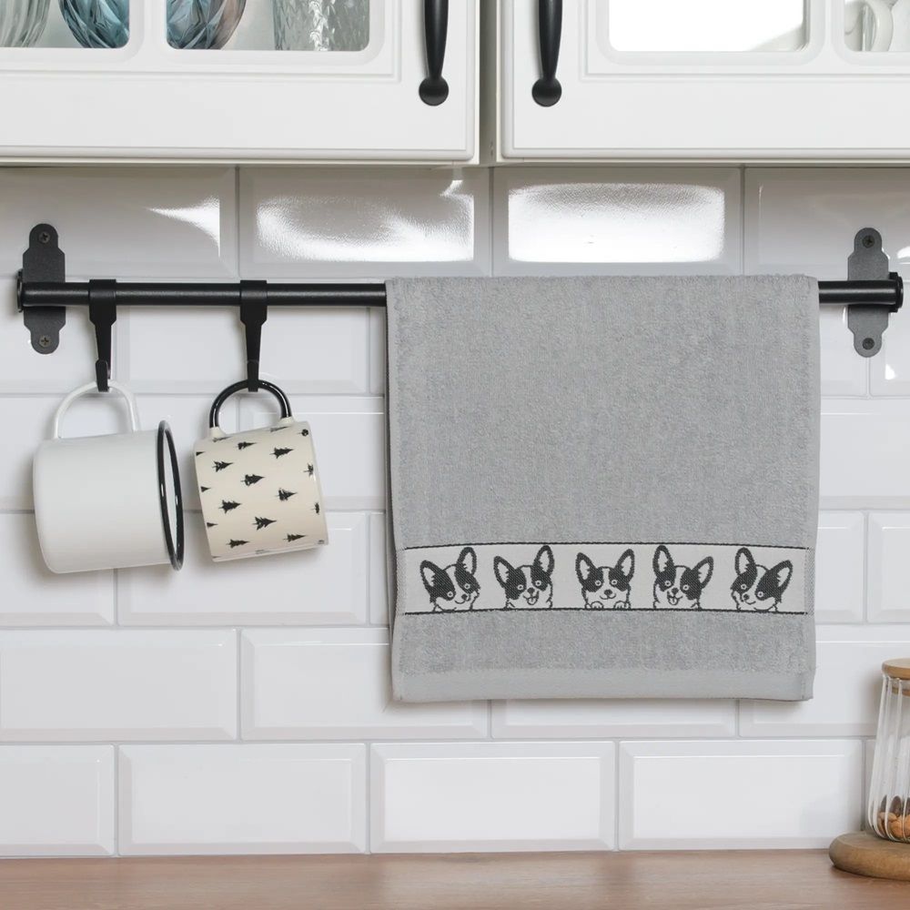 Полотенце махровое Корги 30х60 см светло-серое