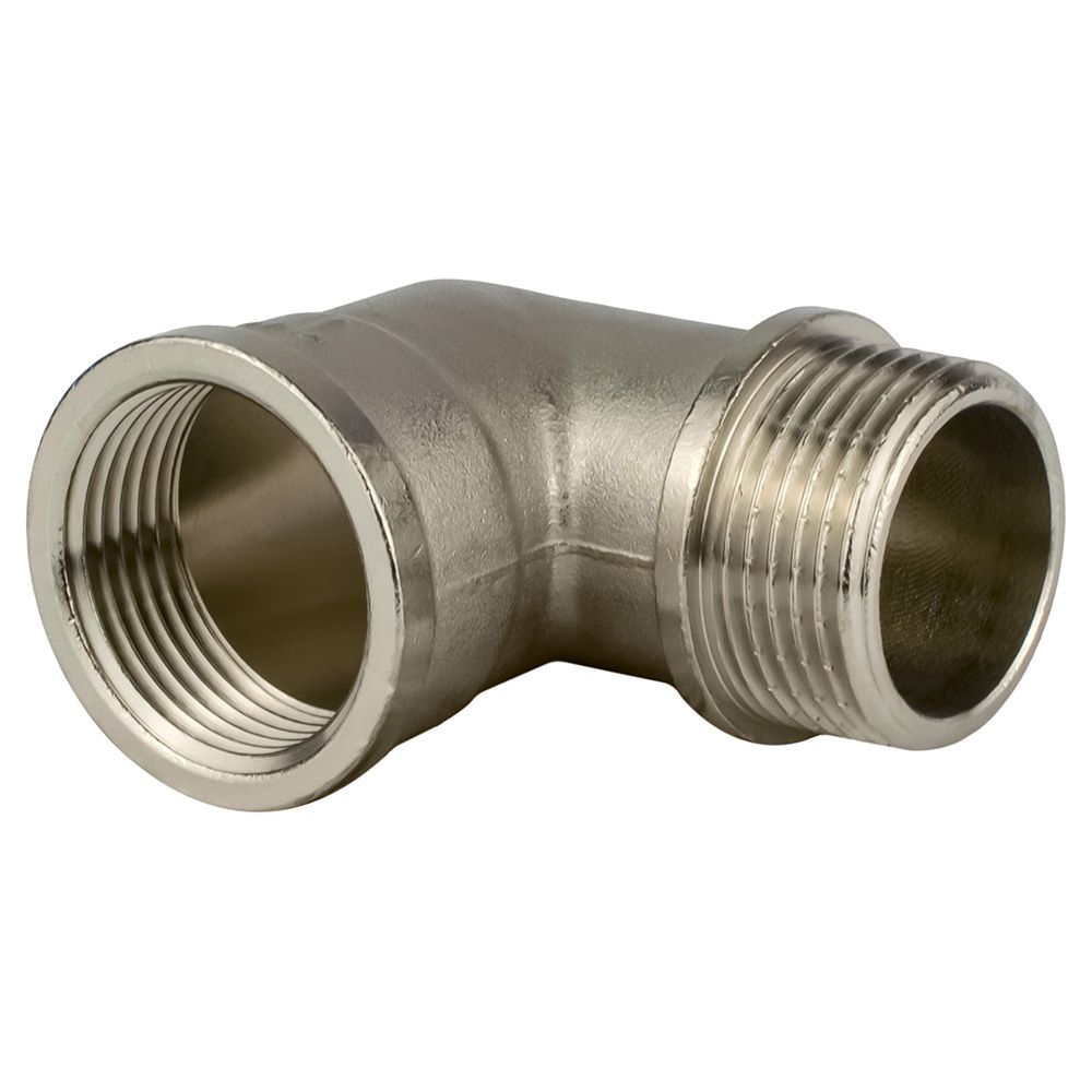 Угольник латунь никель 1" ВР/НР 9002