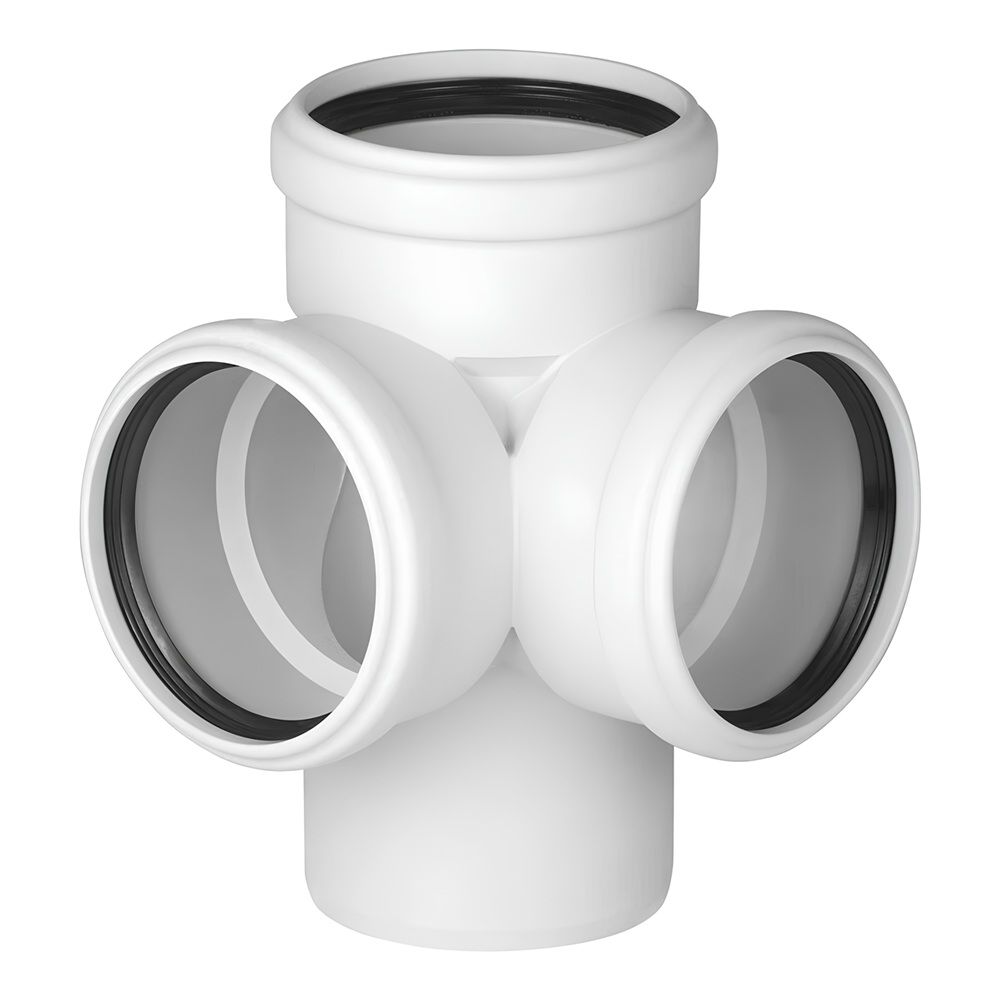 Крестовина двухплоскостная малошумной канализации 110х110х110 мм 87° Elite