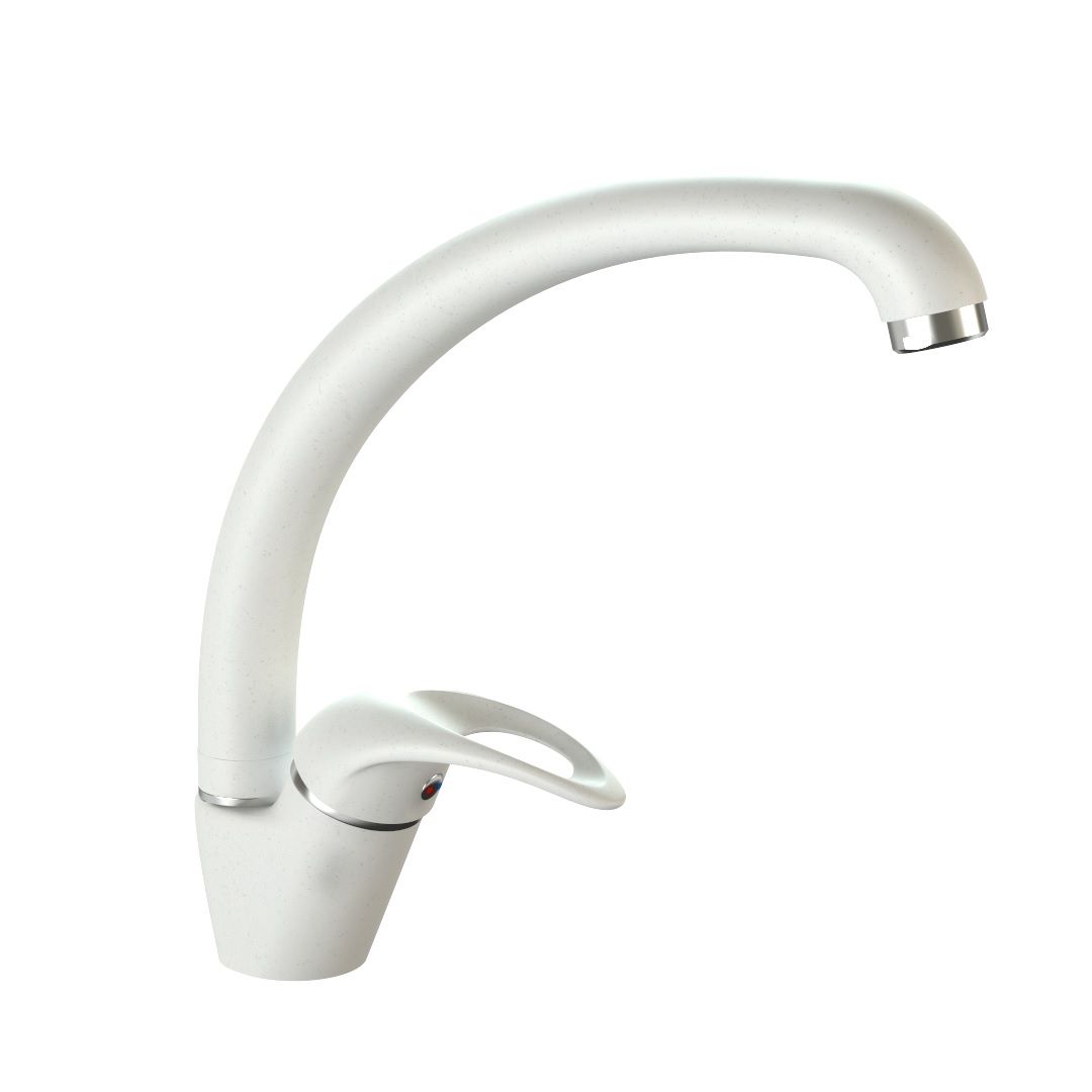 Смеситель для кухни Карельский камень КМ008/G31 однорычажный белый