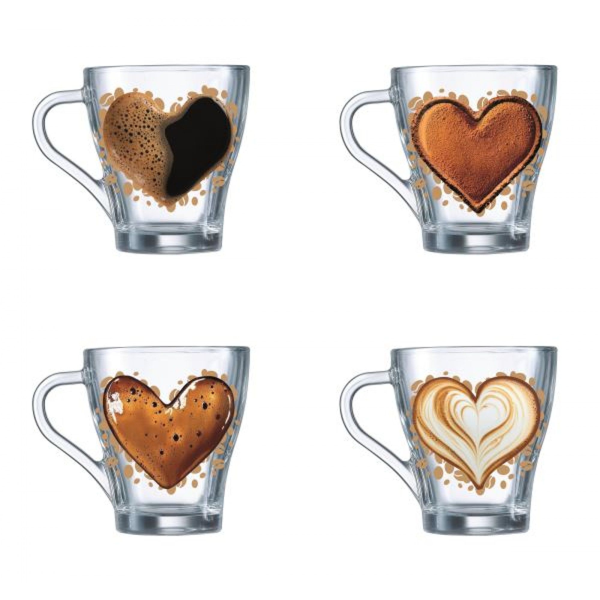 Кружка стеклянная 250 мл Грация Кофейное сердце