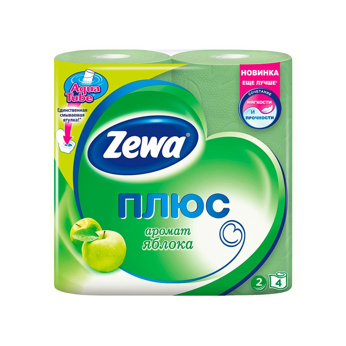 Туалетная бумага Zewa Плюс 2-слойная с ароматом яблока 4 рулона