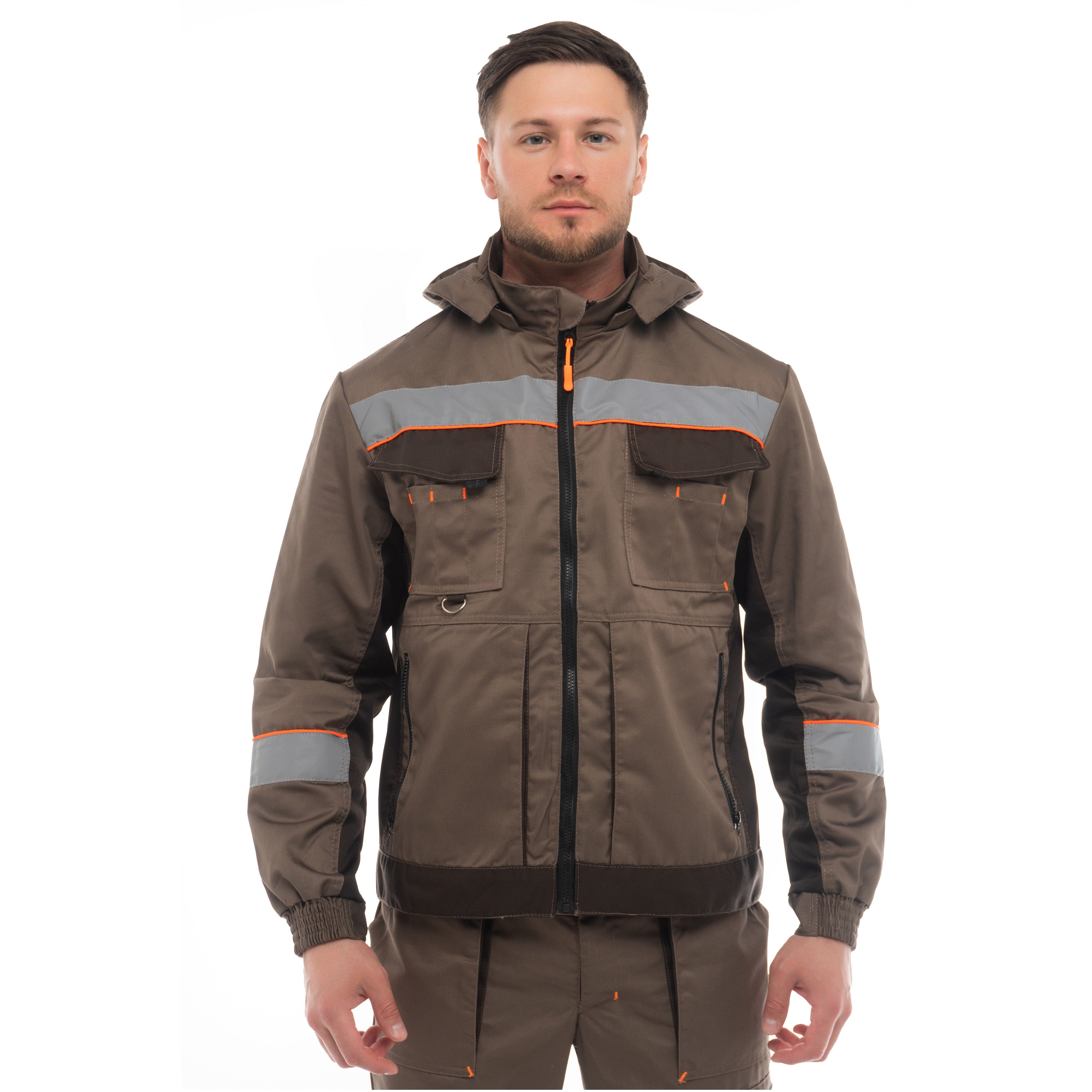 Костюм мужской Берген куртка, брюки бежевый с темно-коричневым р.112-116/182-188