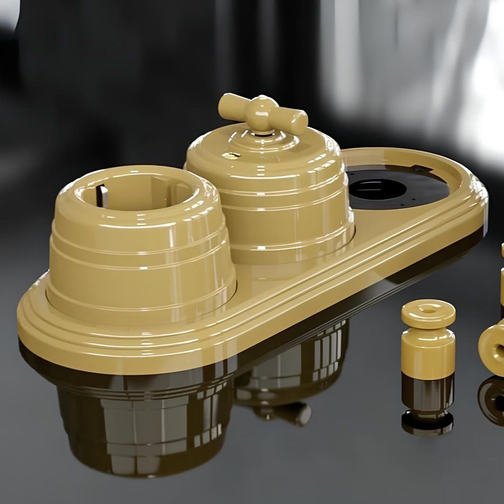 Выключатель ОУ проходн поворотный 2кл песочное золото ABS-пл IP20 GE30404-32 МЕЗОНИНЪ РЕТРО УСАДЬБА