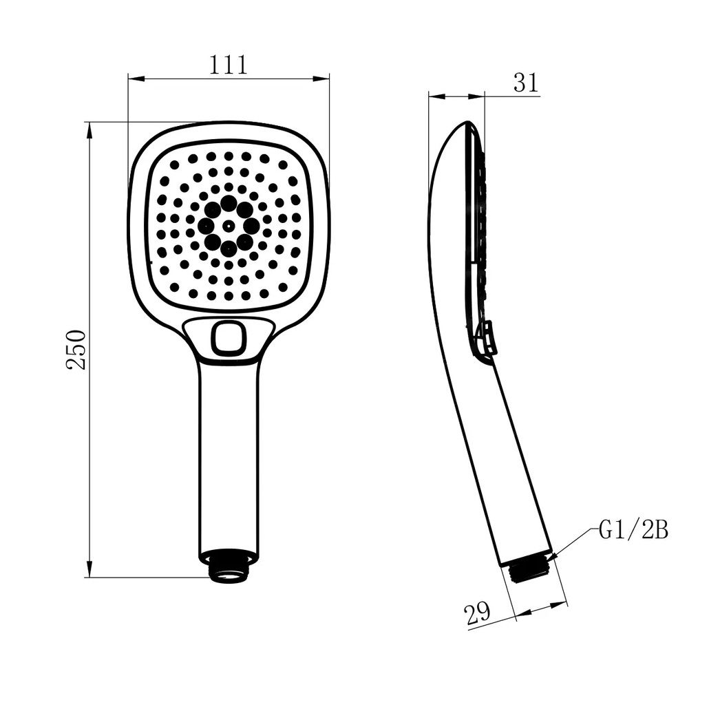 Лейка для душа Lemark LM1014C квадратная 3 режима 110х253 мм