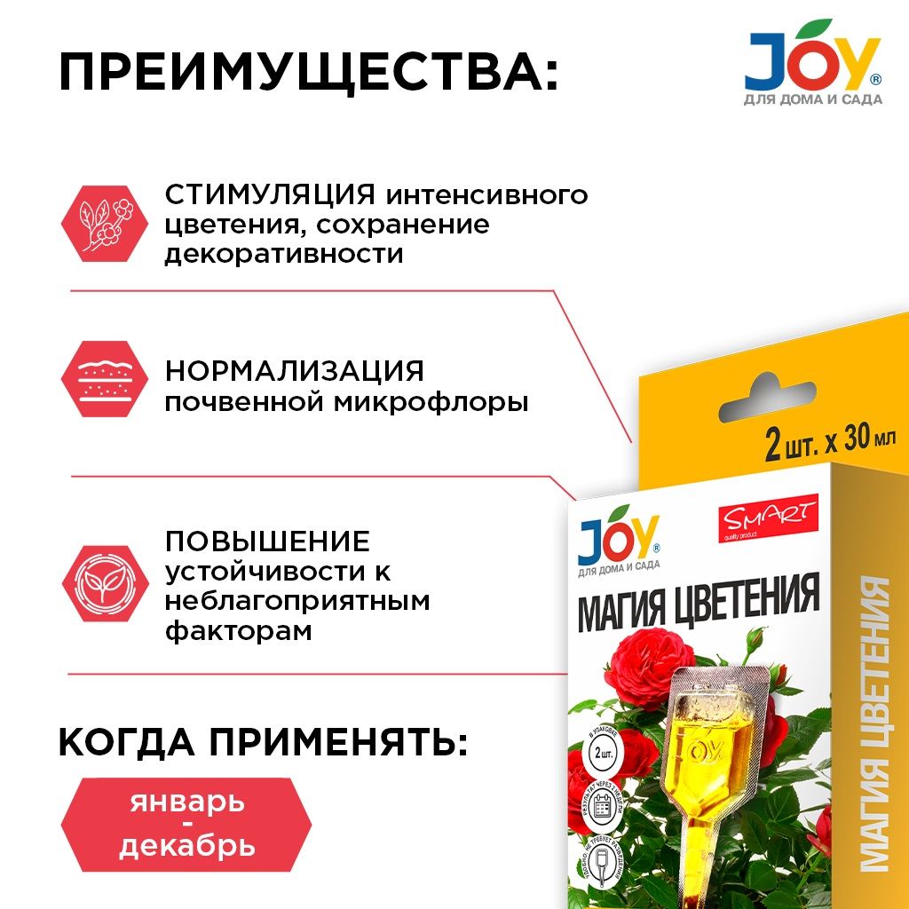 Стимулятор для комнатных цветов Joy Магия цветения 2 ампулы по 30 мл