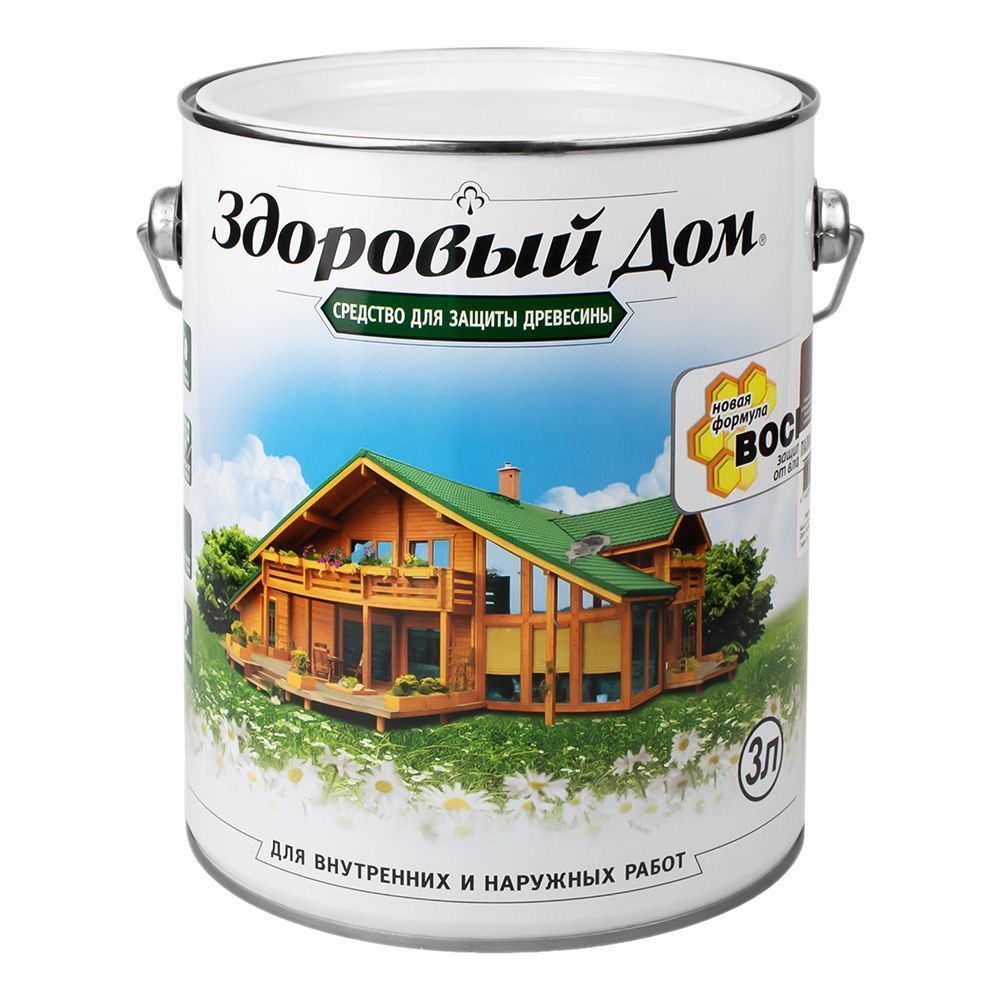 Средство для защиты древесины Здоровый Дом махагон 3 л