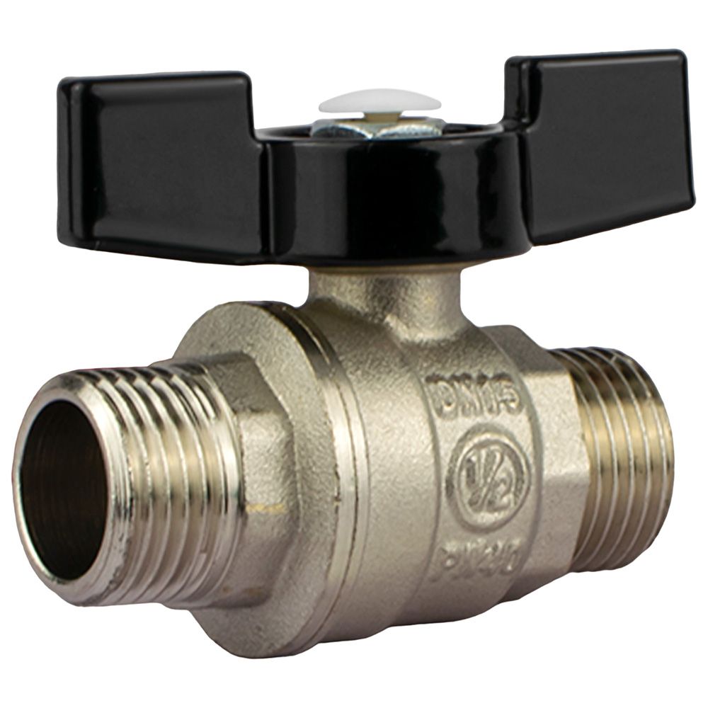 Кран шаровой никель 1/2'' НР/НР бабочка полнопроходной 1005 PN40