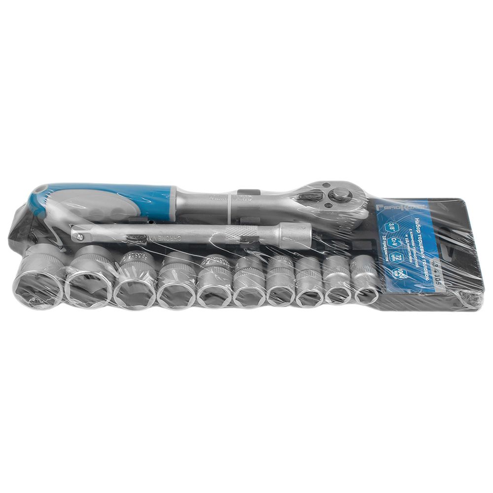 Набор торцевых головок с трещоткой и удлинителем 3/8" 10-24 мм 12 предметов РемоКолор 43-4-105