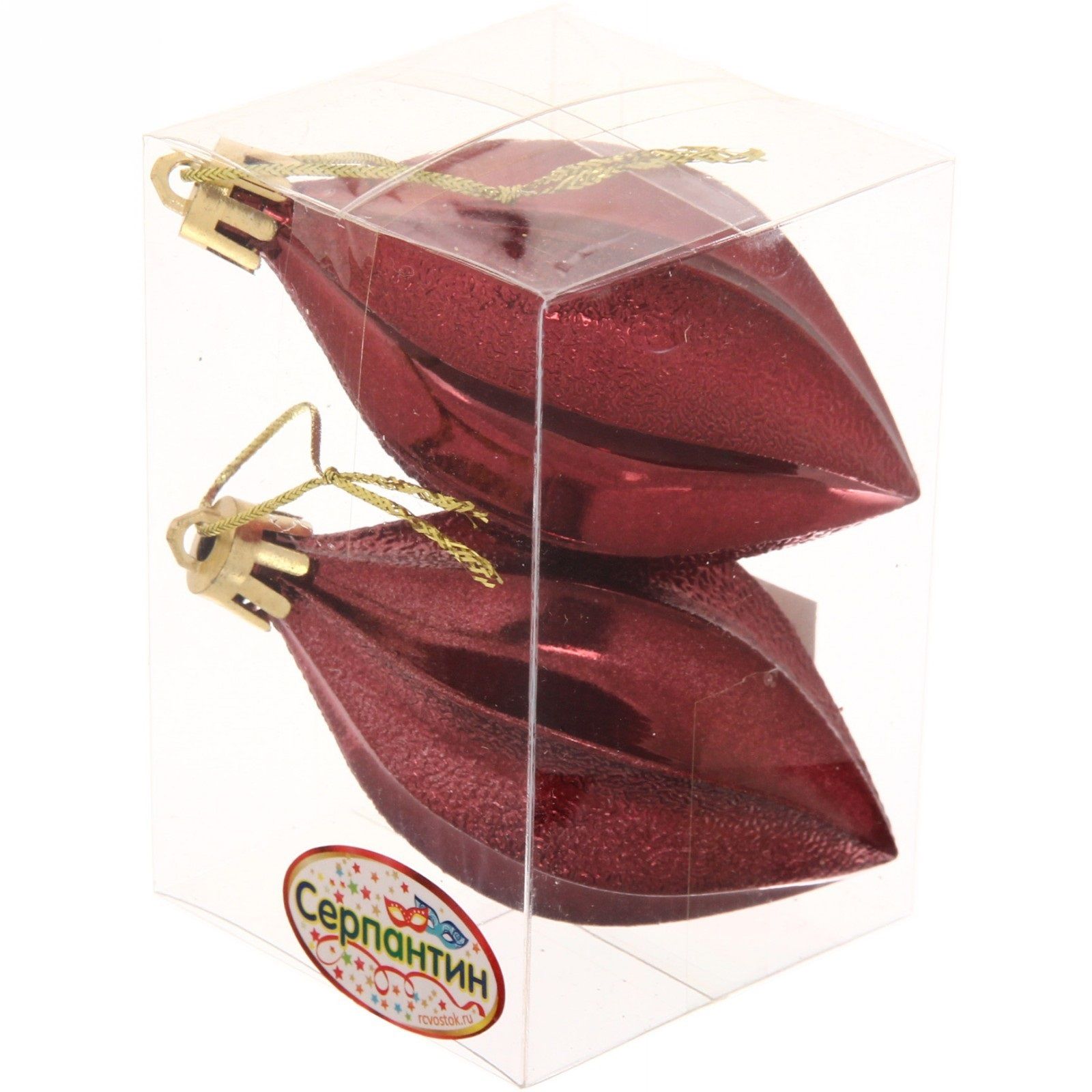 Игрушки елочные Таинственное очарование Капля темный рубин 2шт 8см