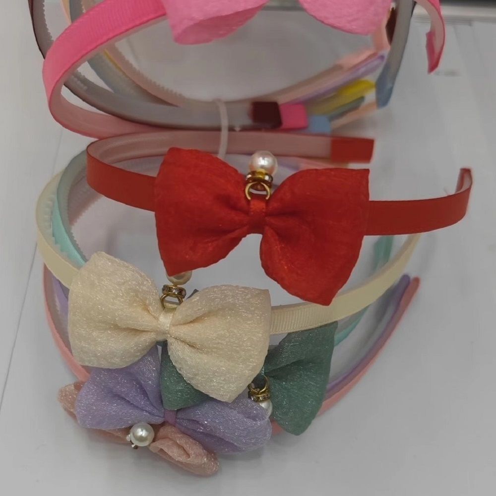 Ободок для волос детский Розовое облако Жемчужинка микс 1 см на блистере