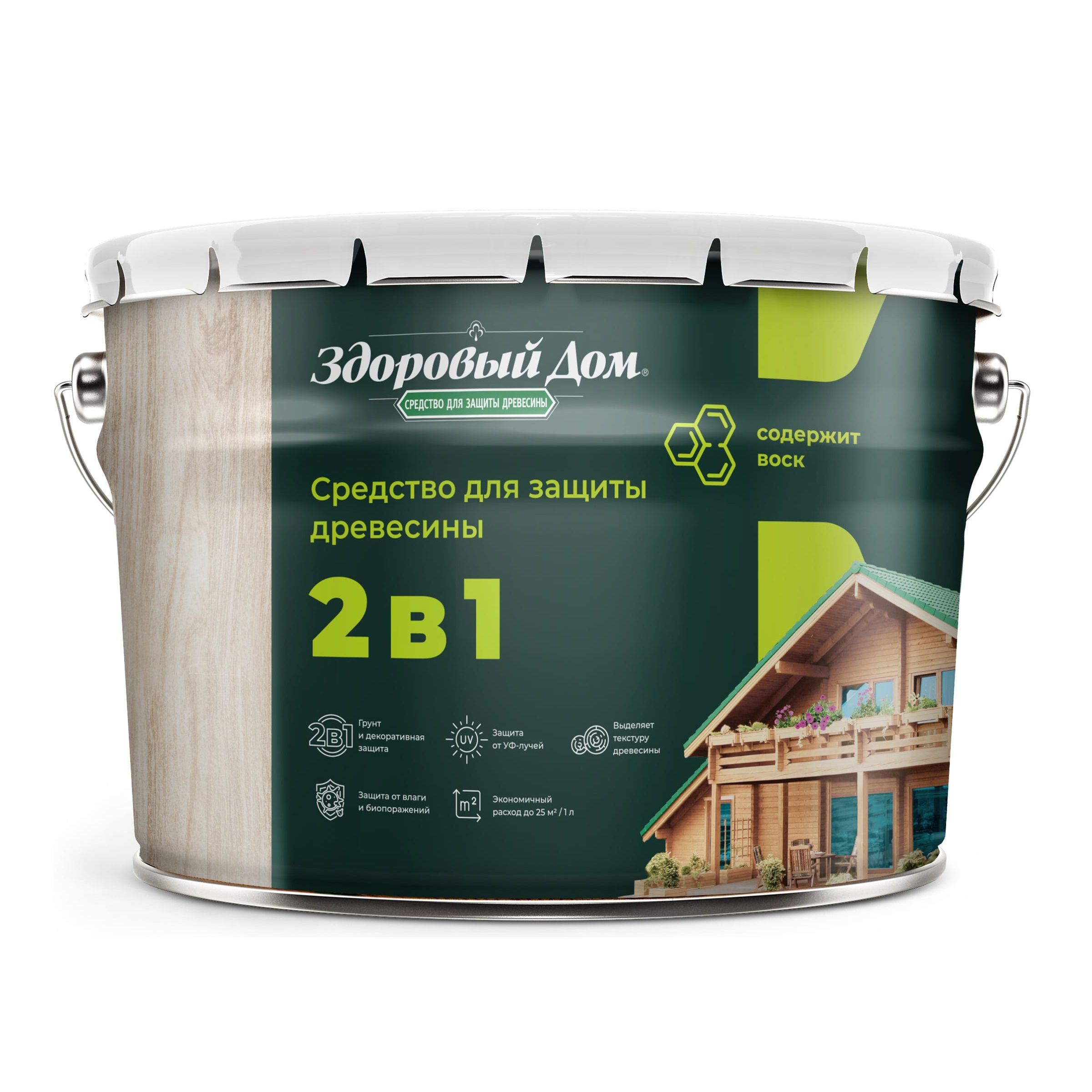 Средство для защиты древесины Здоровый Дом Тик 9 л Л-С