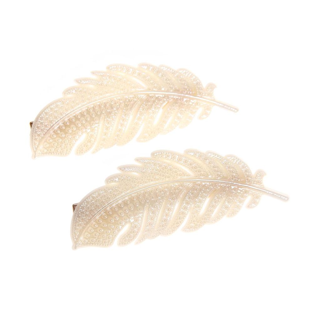 Зажимы для волос Krasa Aks Перышко белый 8х2,5 см 2 шт