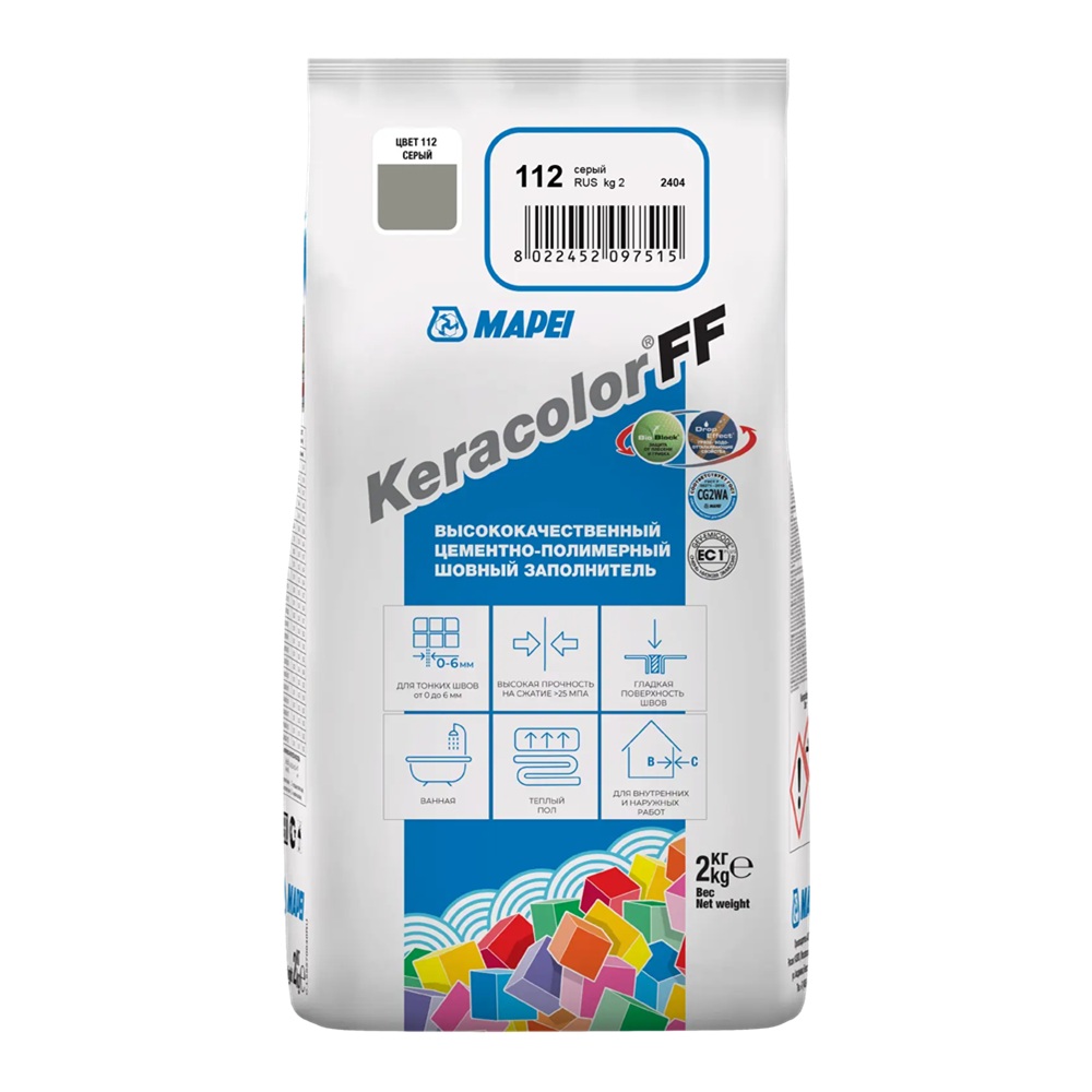 Затирка цементная Mapei Keracolor FF №112 серый 2 кг